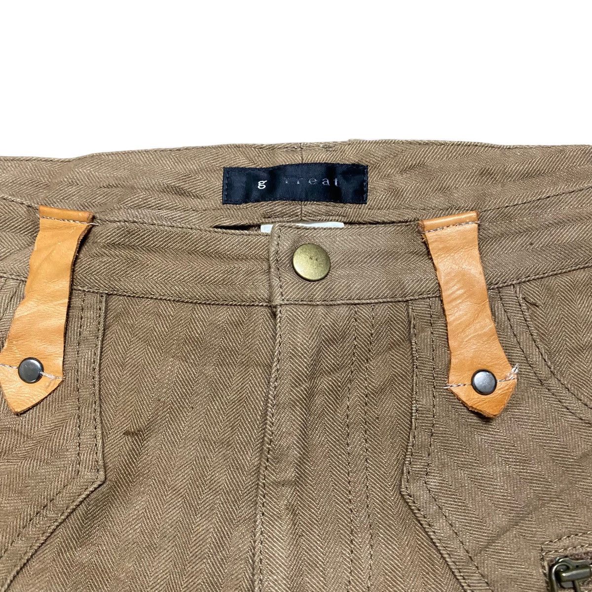 Japanese Brand Japanese Brand Gtreat Leather Trimmed Cargo Flare Pants Size 30" / US 8 / IT 44 - 6 Thumbnail