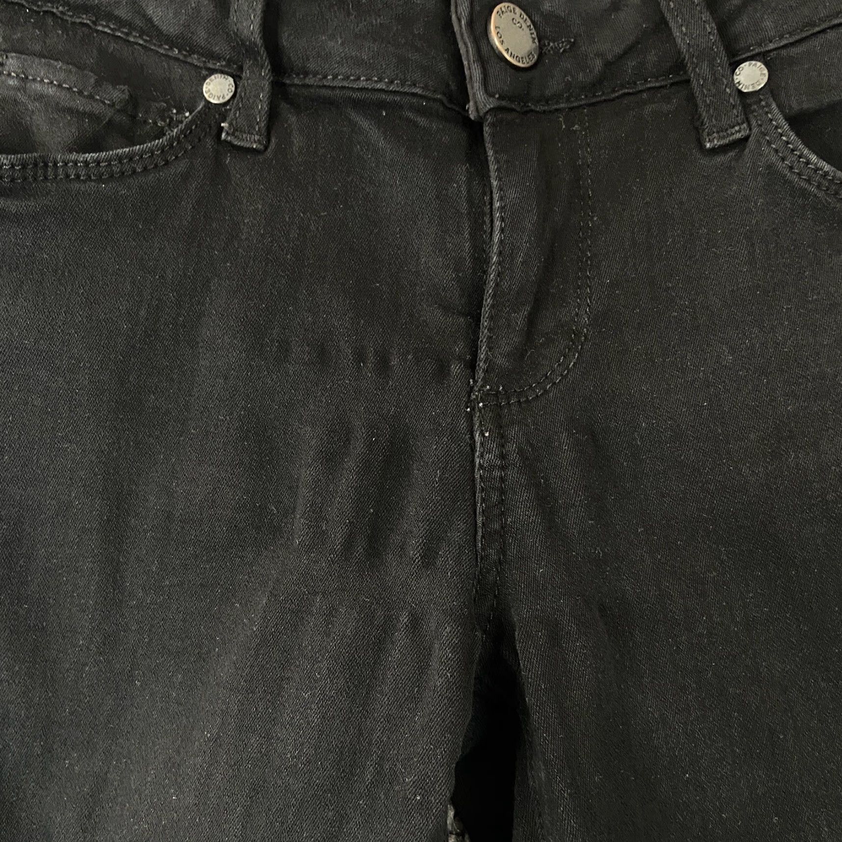Paige PAIGE Women’s Skyline Skinny Jeans 28 Black Dark Wash Zippers Size 28" / US 6 / IT 42 - 5 Thumbnail