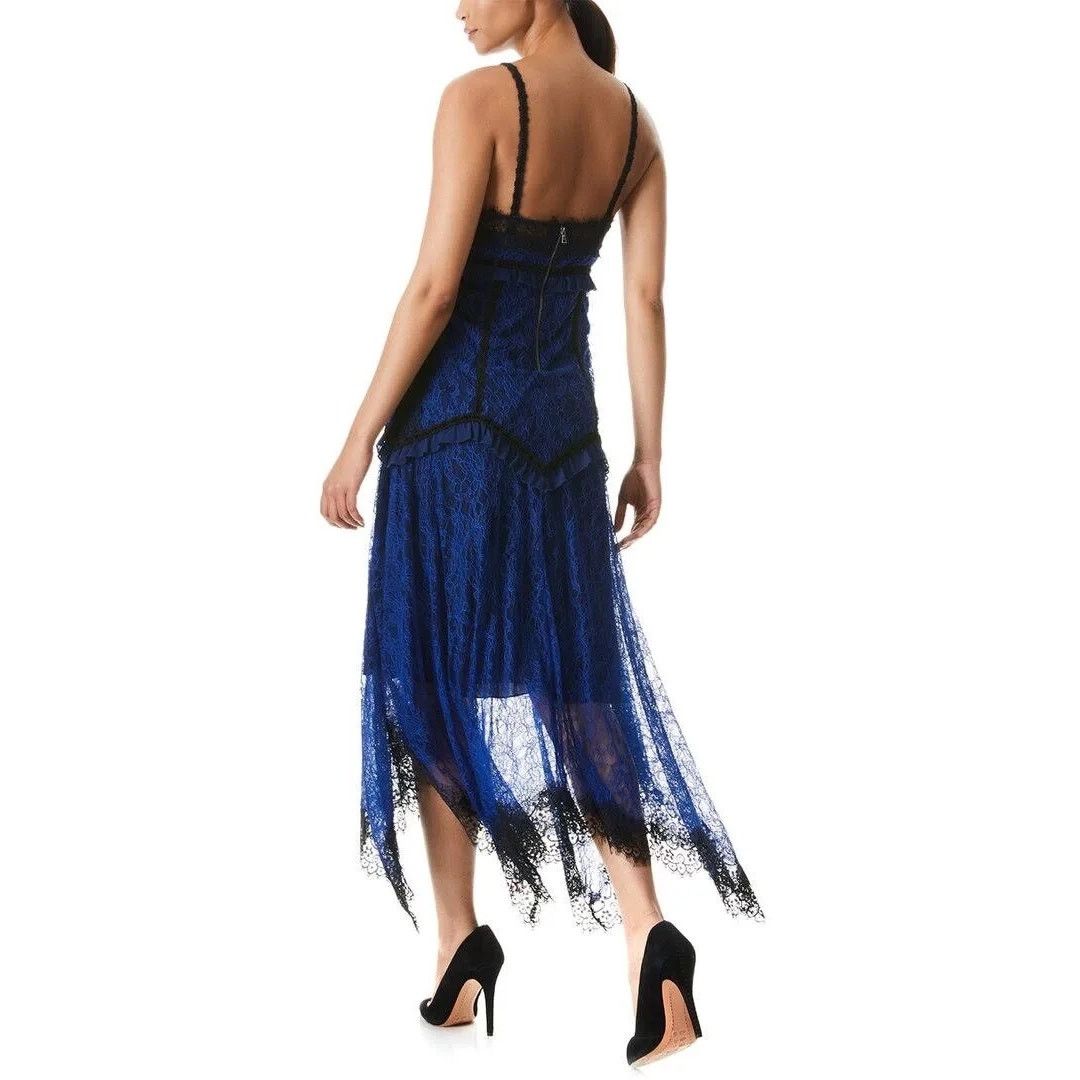 Alice + Olivia Alice + Olivia Opal Lace Handkerchief Dress Black Blue sz 6 Size M / US 6-8 / IT 42-44 - 3 Thumbnail