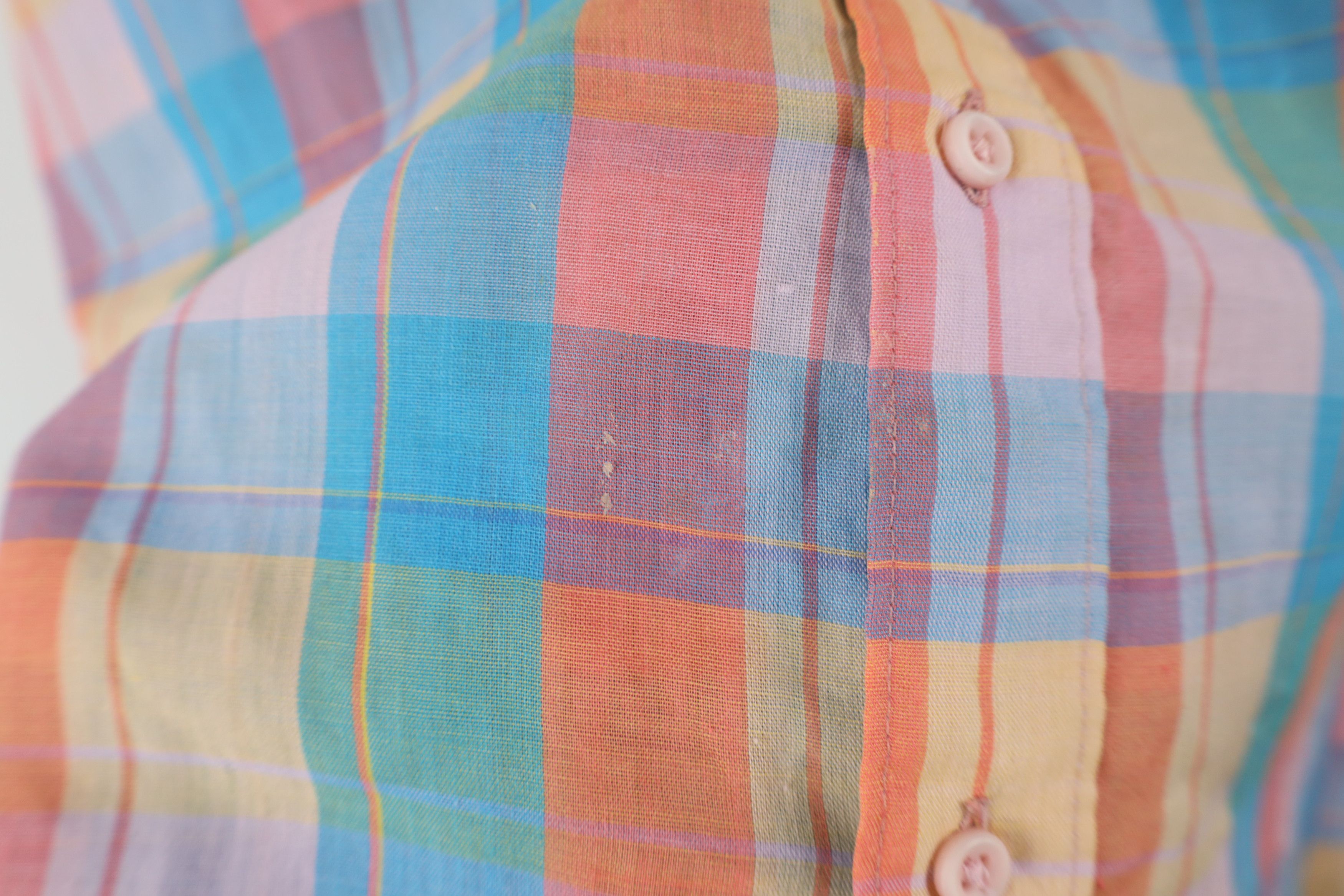 Vintage Vintage 70s Streetwear Rainbow Madras Plaid Button Shirt USA Size US L / EU 52-54 / 3 - 5 Thumbnail