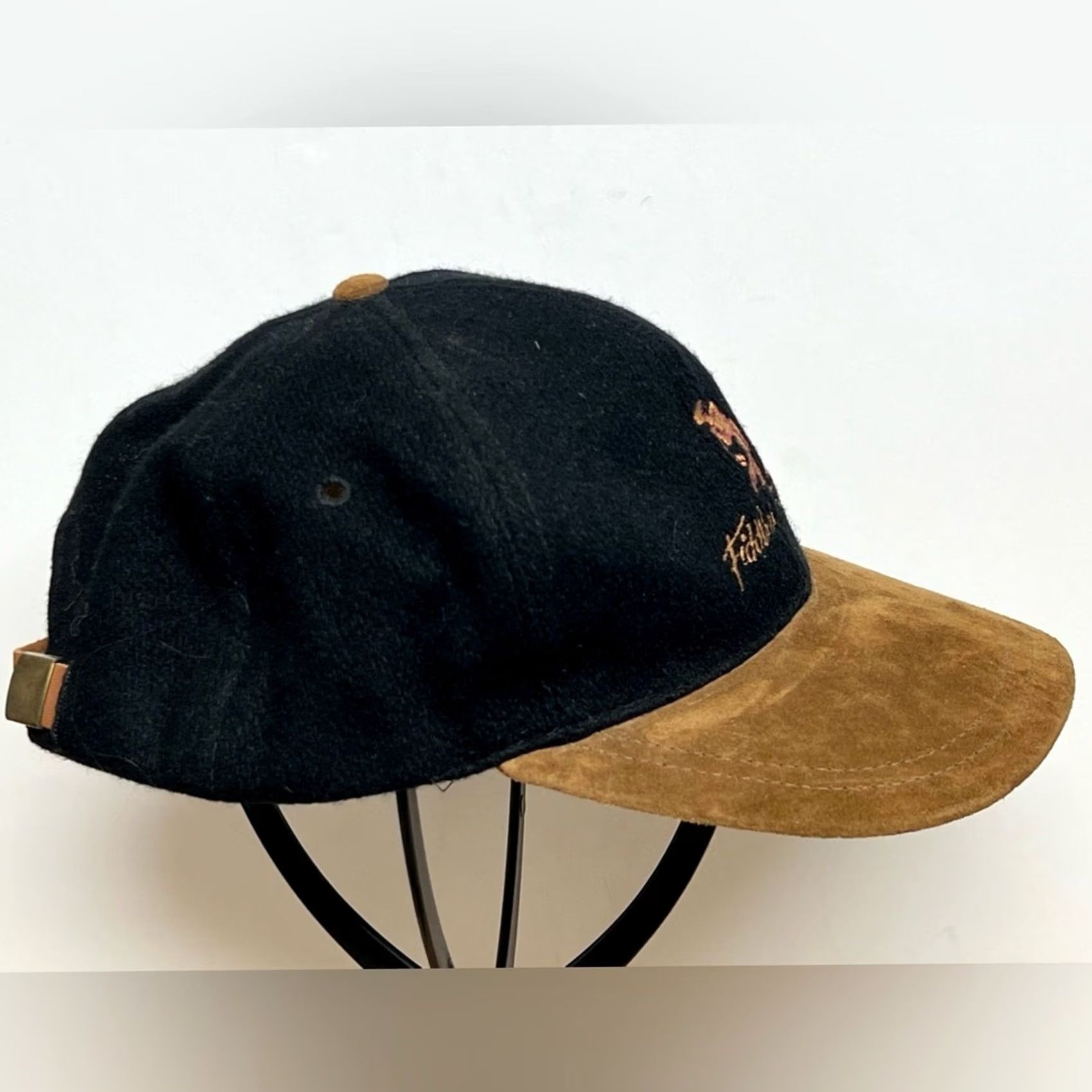 Vintage VINTAGE Fiddlers Elbow Wool Leather Hat Cap Strap Back Adjustable Golf Golfing Baseball Cap Men One Size Black Cap Size ONE SIZE - 3 Thumbnail