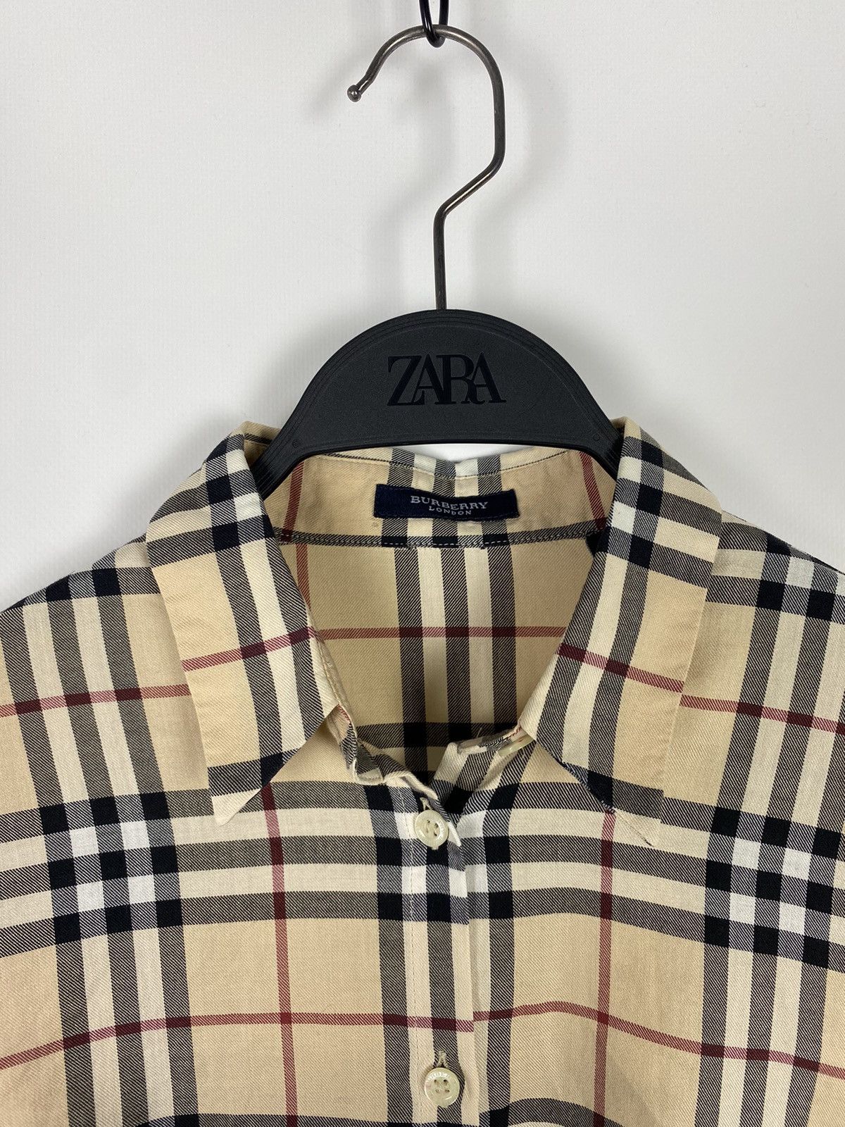 Burberry 1990s Vintage Burberry London Nova Check 3/4 Button Up Shirt Size L / US 10 / IT 46 - 3 Thumbnail