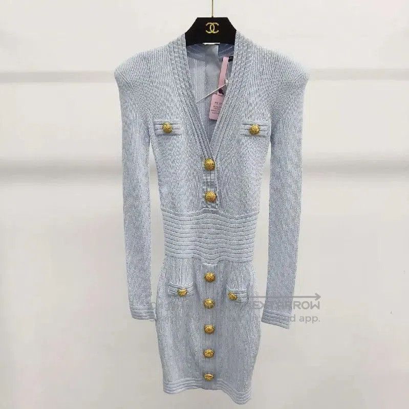 Balmain Balmain Light Blue Women's Dress Size S . Size S / US 4 / IT 40 - 1 Thumbnail