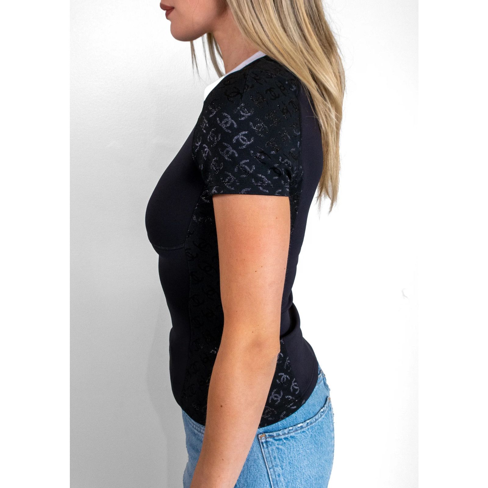 Chanel Chanel 24C Black White Neoprene Jersey Top T Shirt 38 Size XS / US 0-2 / IT 36-38 - 18 Thumbnail