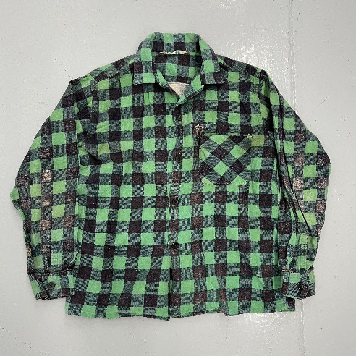 Other Vintage 50s Norwood Green/Black Plaid Loop Collar Flannel Size XS / US 0-2 / IT 36-38 - 1 Thumbnail