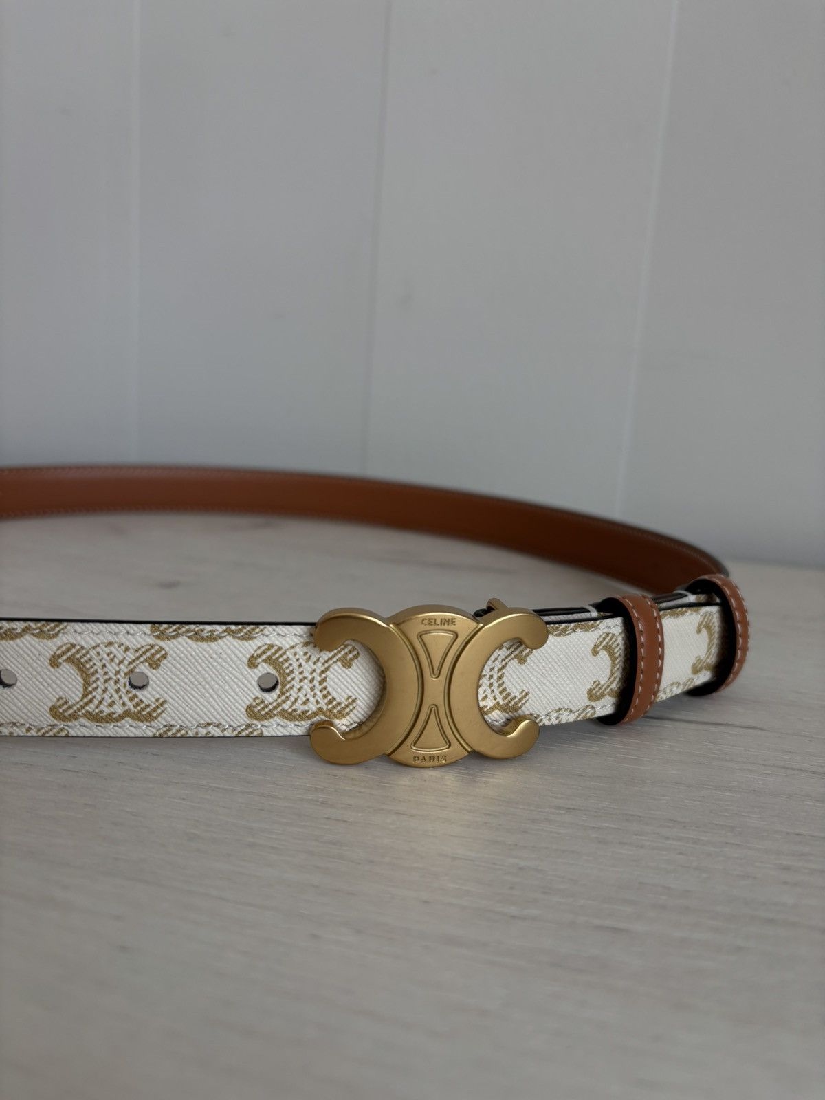 Celine Celine Paris Triomphe Gray/Brown Monogram Belt Made in Italy Size ONE SIZE - 2 Thumbnail