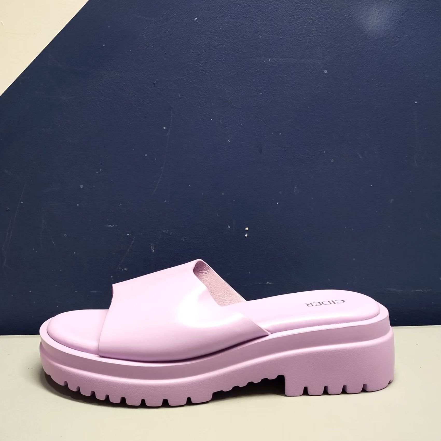 Cider Cider Single Band Slippers Womens US 10 Purple Faux Leather Block Heel Open Toe Size US 10 / IT 40 - 4 Thumbnail