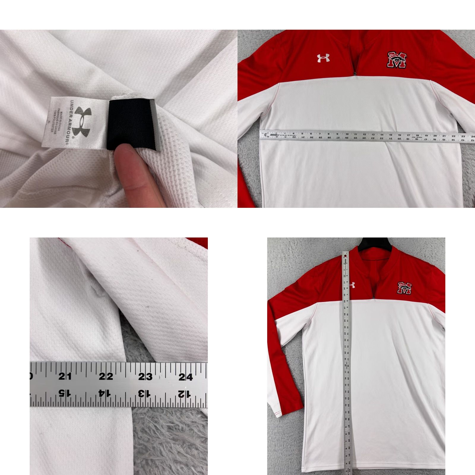 Under Armour Under Armour Shirt XL Red White Long Sleeve 1/4 Zip Logo Athletic Sports Mens Size US XL / EU 56 / 4 - 8 Thumbnail