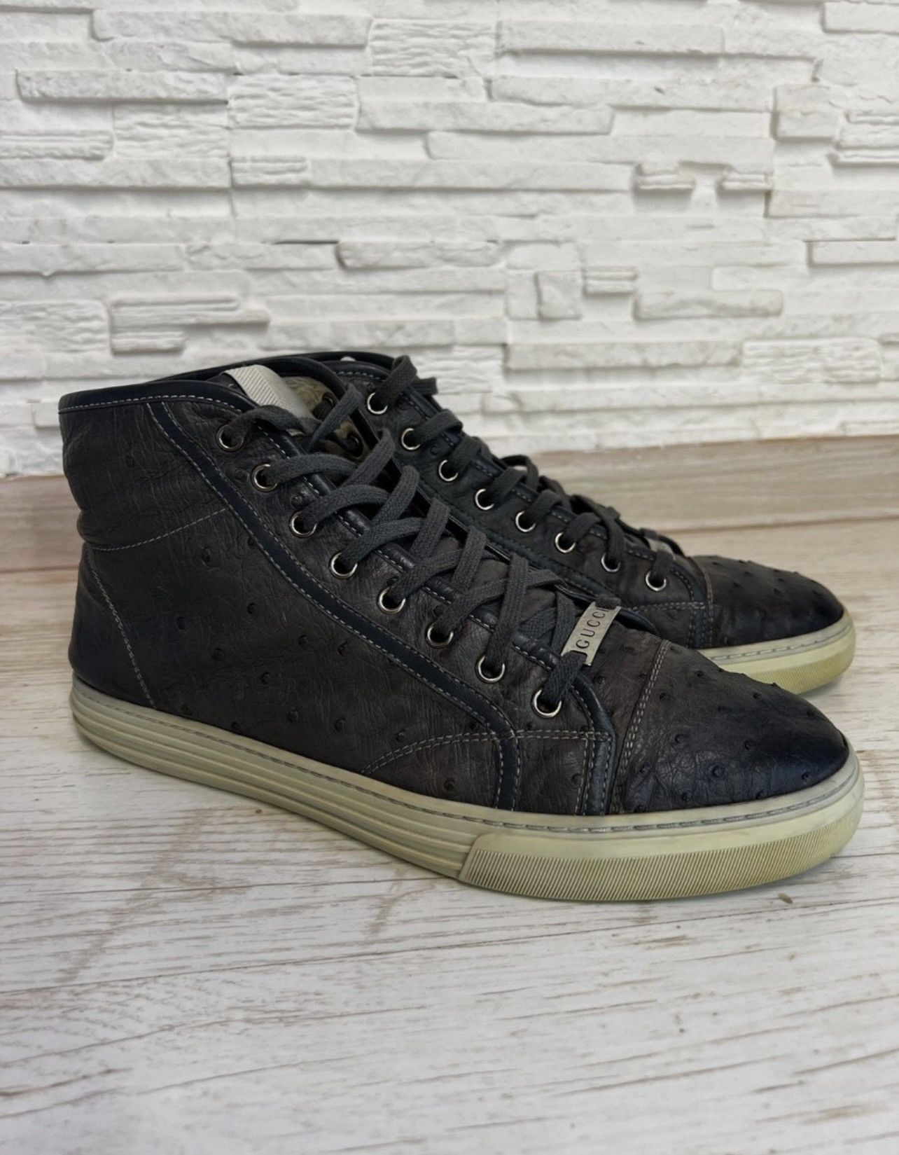 Gucci Gucci Ostrich leather high top sneakers 9,5 Size US 9.5 / EU 42-43 - 1 Thumbnail