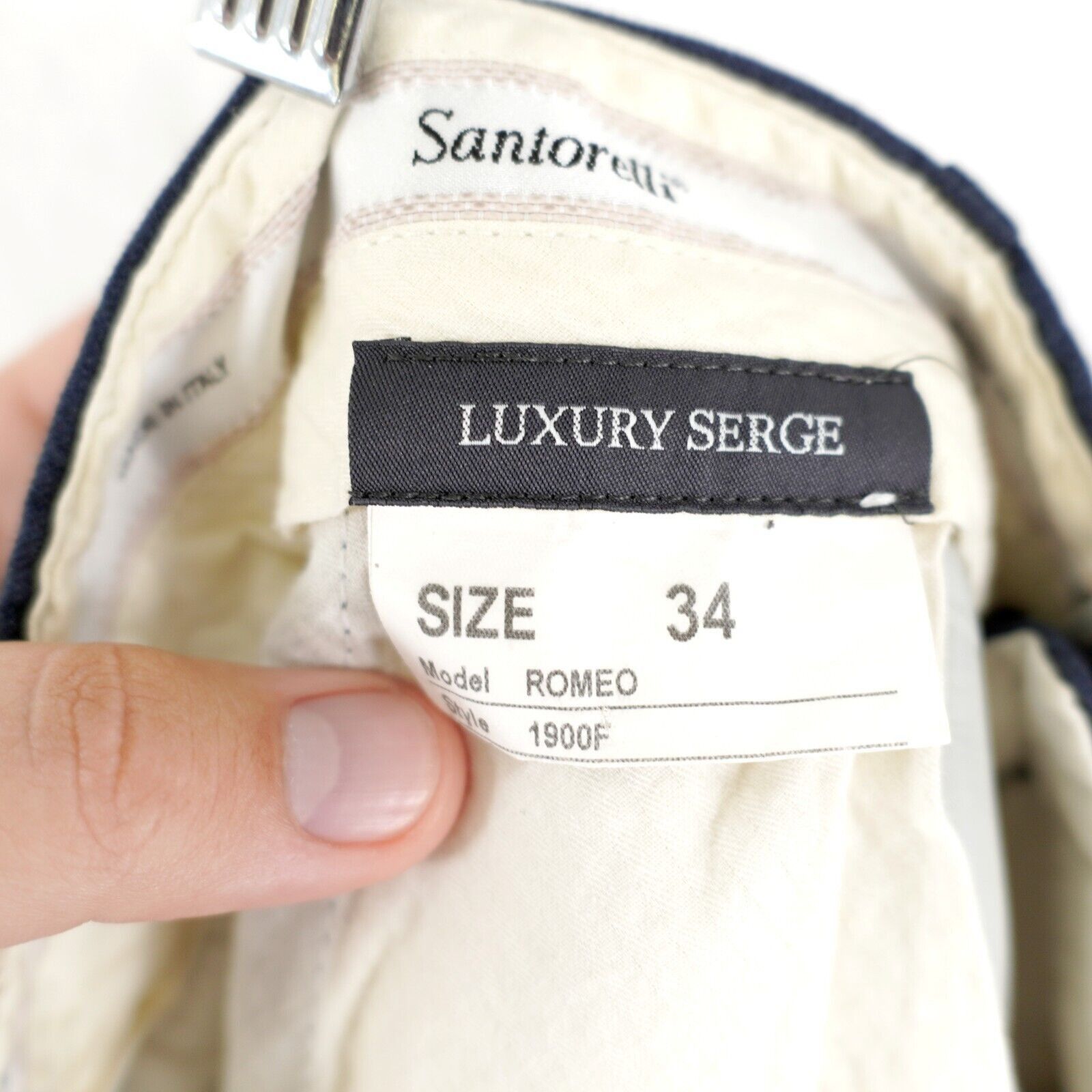 Santorelli Santorelli Luxury Serge Romeo Blue Flat Front Cuffed Mid Ris Size 34R - 6 Thumbnail