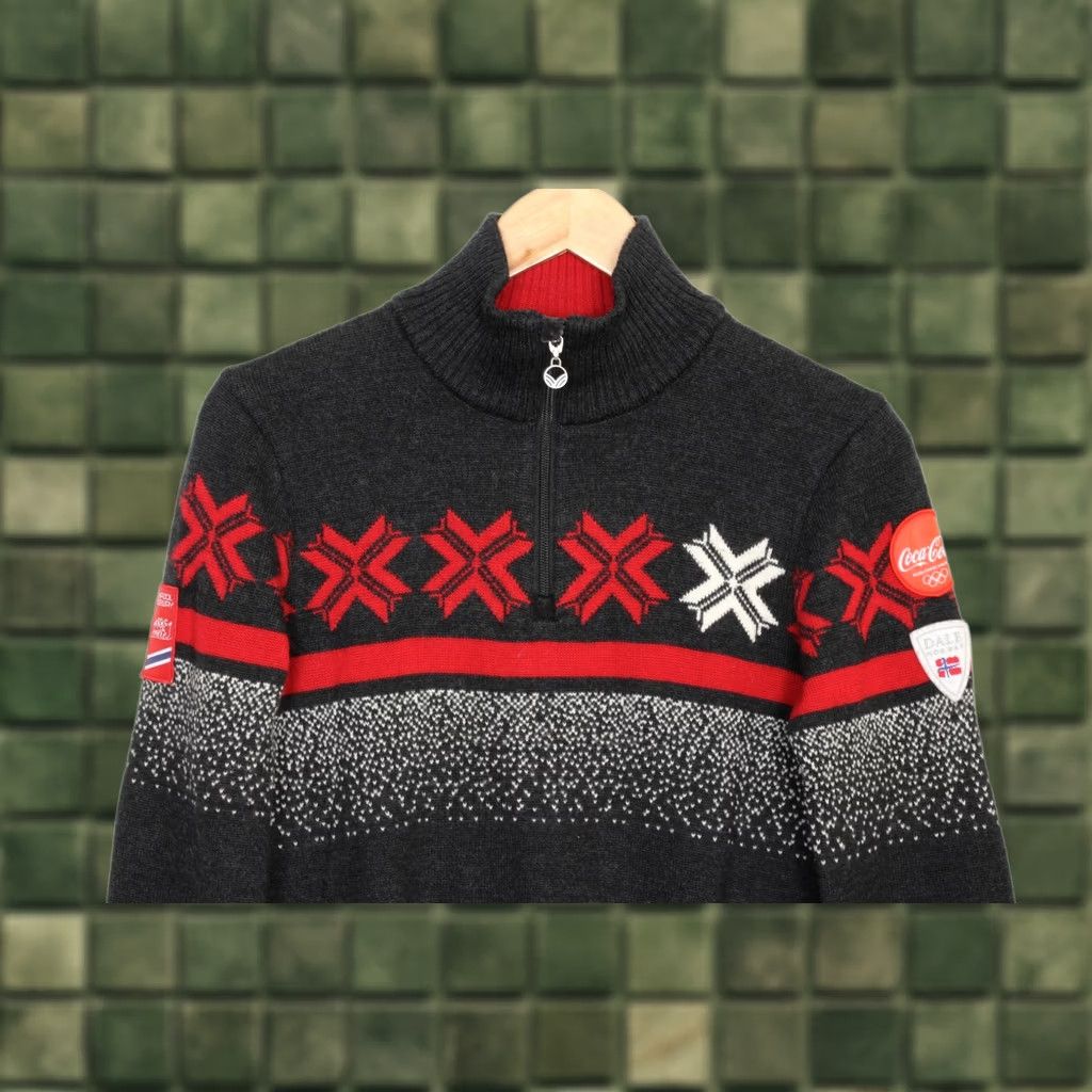 Dale Of Norway DALE OF NORWAY SKIPOOL COCA COLA Zip Neck Wool Jumper Sweater Women Size S Size S / US 4 / IT 40 - 1 Thumbnail