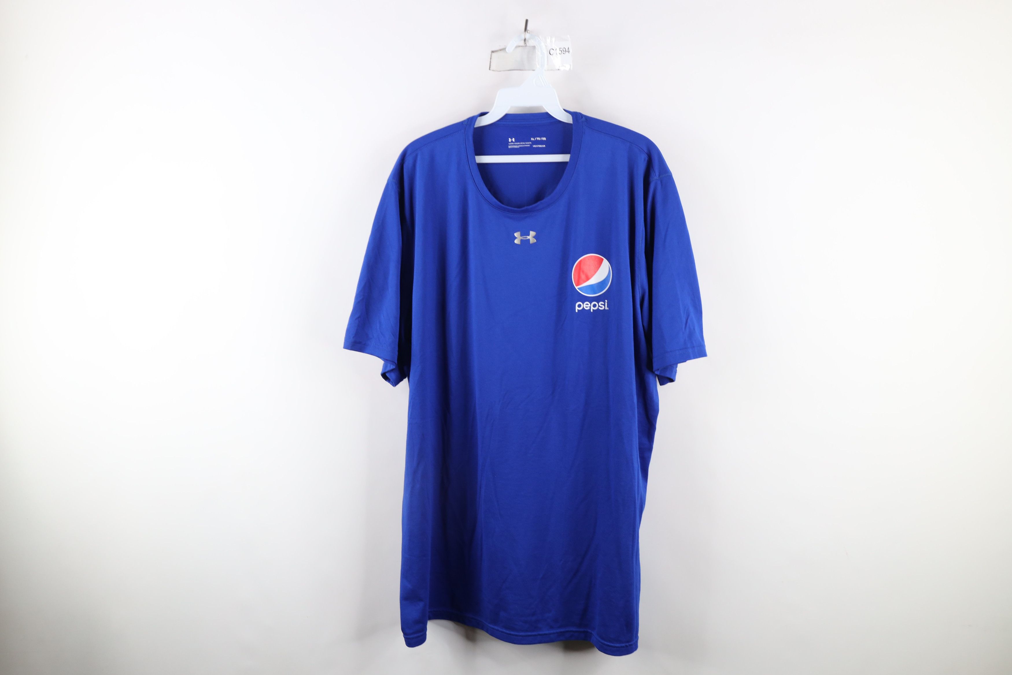 Under Armour × Vintage Under Armour Out HeatGear Pepsi Co Short Sleeve T-Shirt Blue Size US XL / EU 56 / 4 - 1 Thumbnail