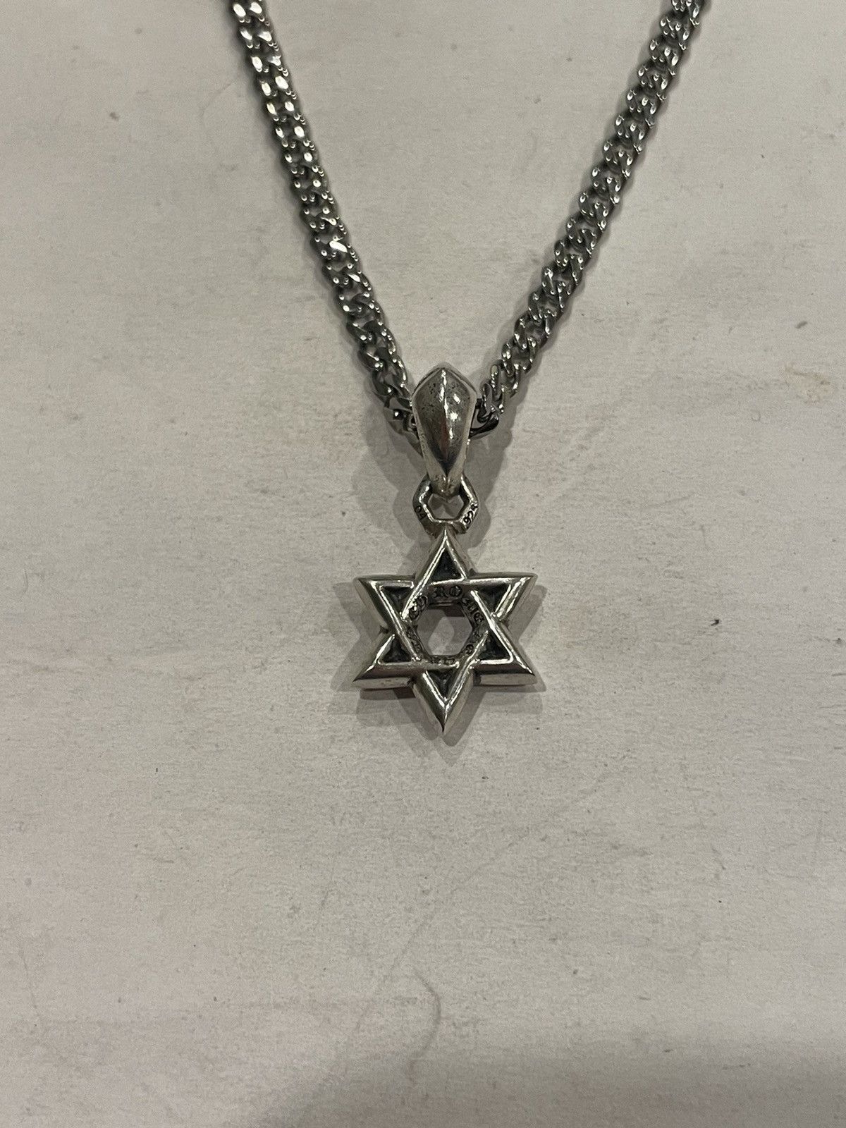 Pre-owned Chrome Hearts Star Of David Pendant Silver Chain Necklace