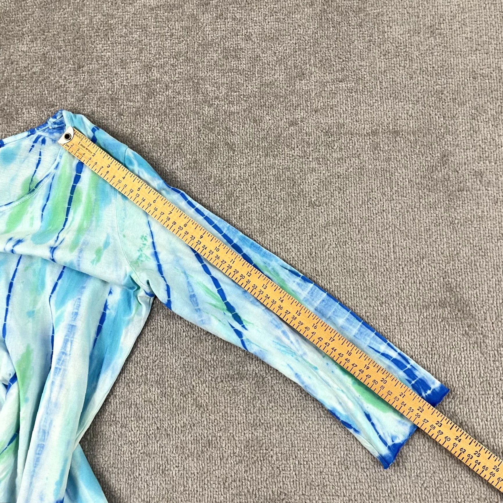 Vintage LULU-B Blouse Womens Medium Blue Green White Tie Dye Tunic Top Round Neck Preppy Size M / US 6-8 / IT 42-44 - 6 Thumbnail