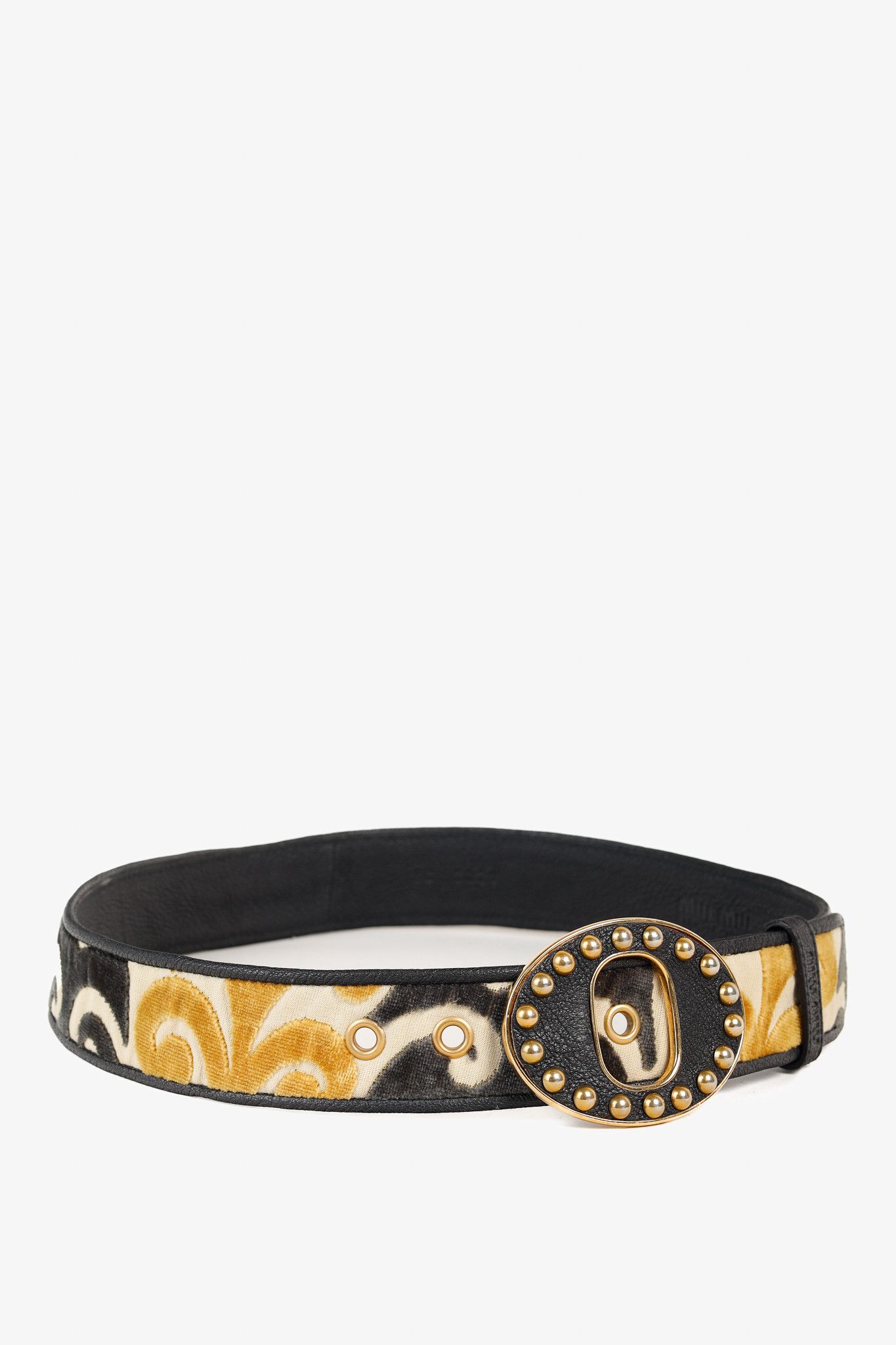 Miu Miu Miu Miu Burn Out Velvet Brocade Belt With Studded Buckle Size ONE SIZE - 1 Thumbnail