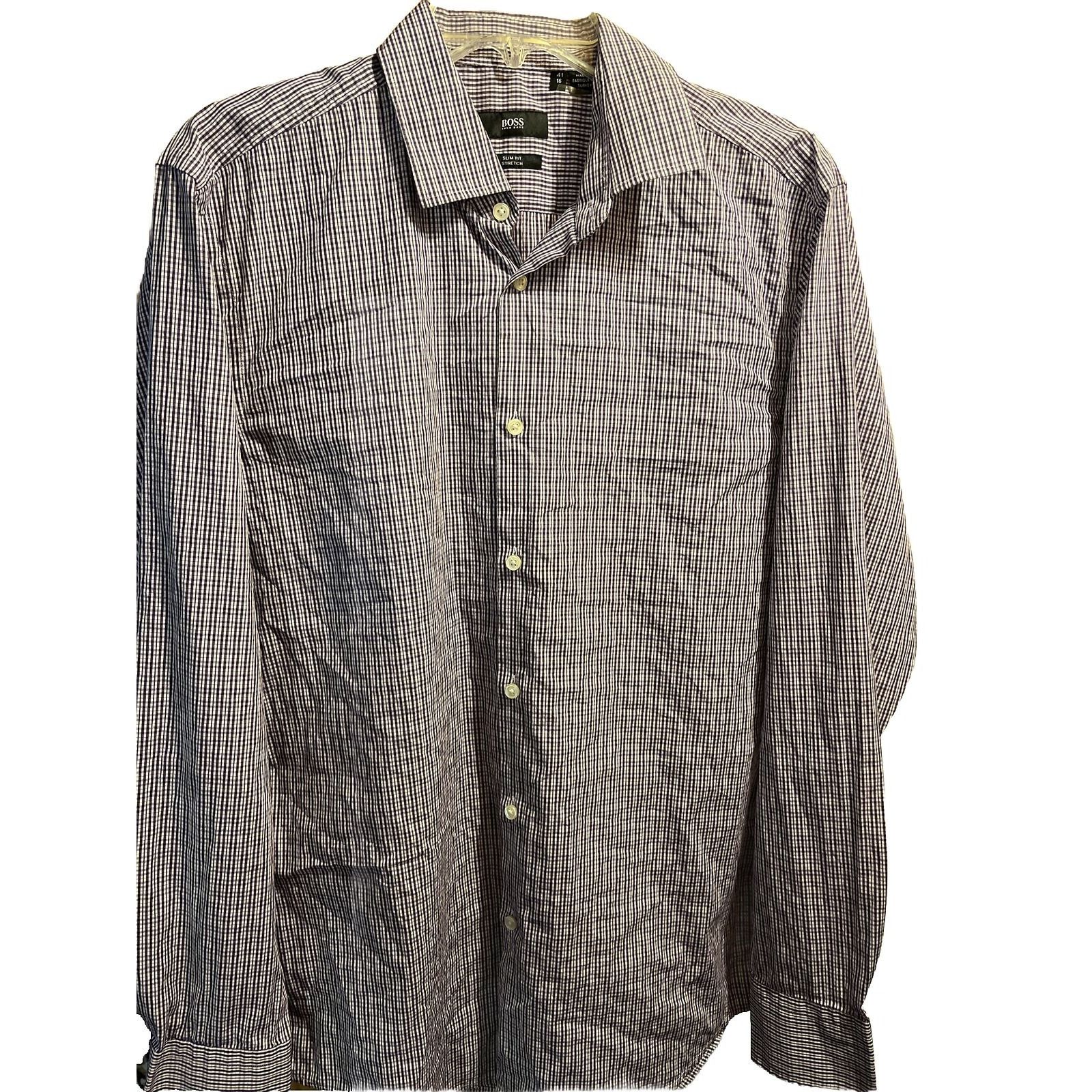 Hugo Boss Hugo Boss Men’s 16 41 Purple Check LS Slim Fit Cotton Shirt Size US L / EU 52-54 / 3 - 1 Thumbnail