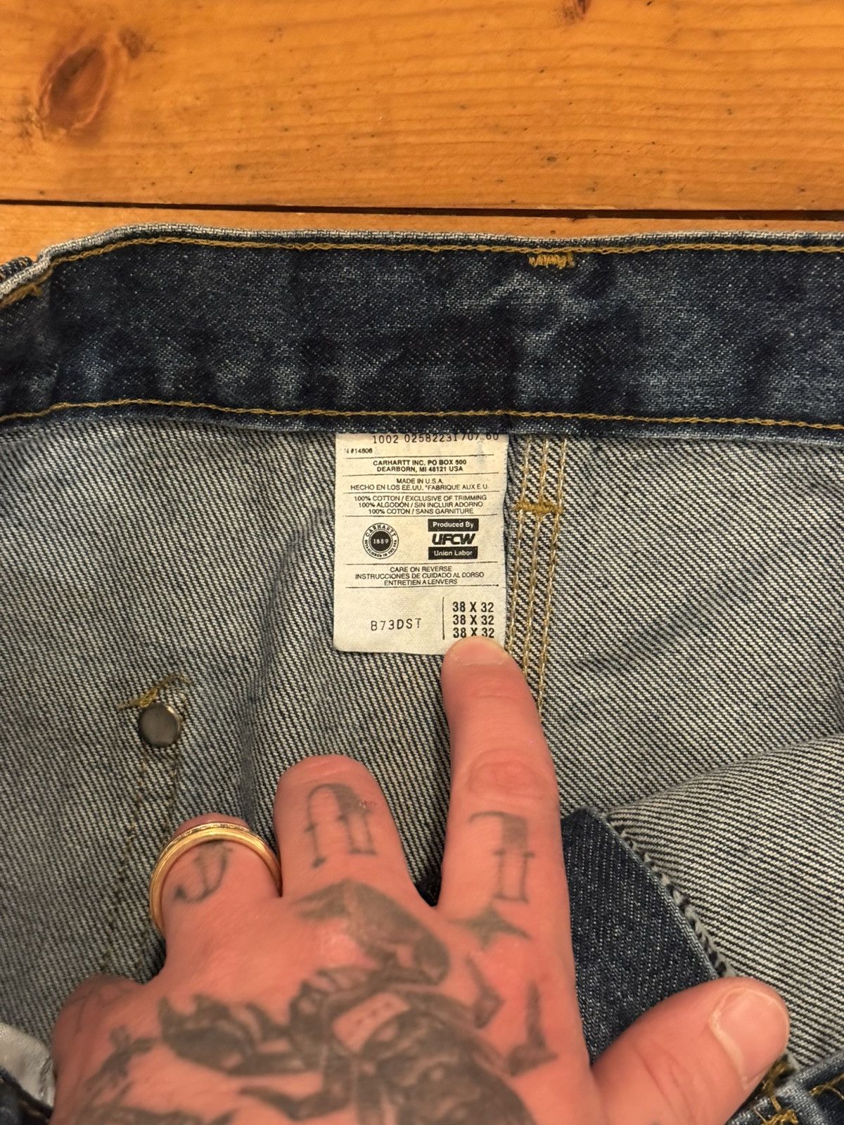 Carhartt Vtg Y2k DSWT B73 DST Carhartt Denim Double Knee Pants. 38x32 Size US 38 / EU 54 - 4 Thumbnail