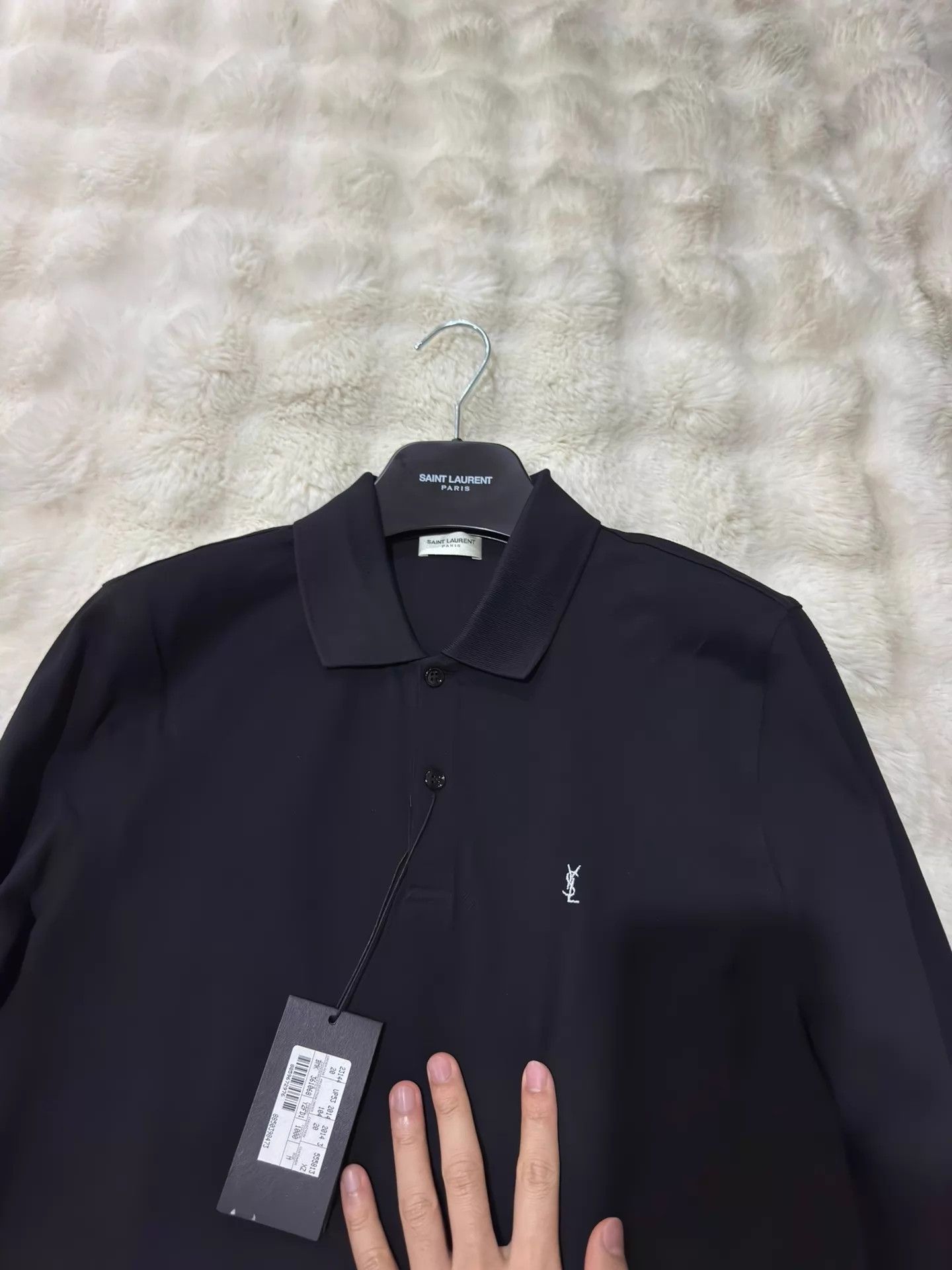 Yves Saint Laurent YSL Classic Long Sleeve Polo M New With Tags White Logo Size US M / EU 48-50 / 2 - 3 Thumbnail