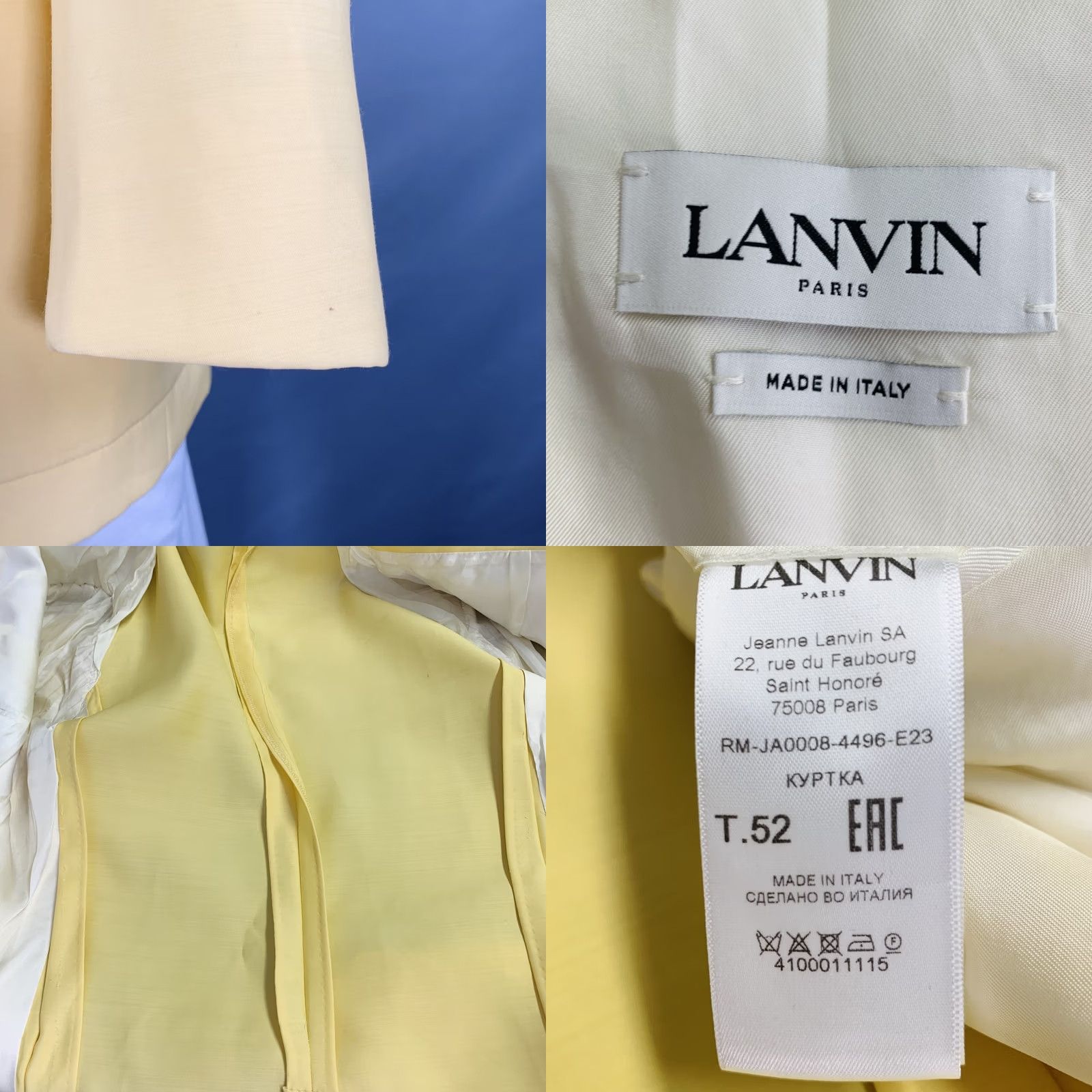 Lanvin LANVIN Size 42 Yellow Wool Silk Notch Lapel Sport Coat Size US XS / EU 42 / 0 - 8 Thumbnail