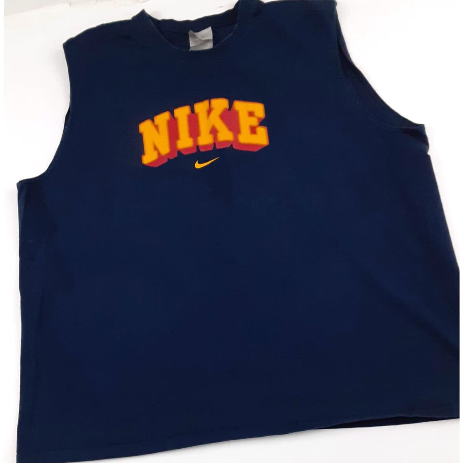 Nike VINTAGE Nike Tank Top 1990s Center Swoosh Navy 2XL Men Sleeveless T-Shirt Blue 90s Sports Size US XXL / EU 58 / 5 - 2 Thumbnail