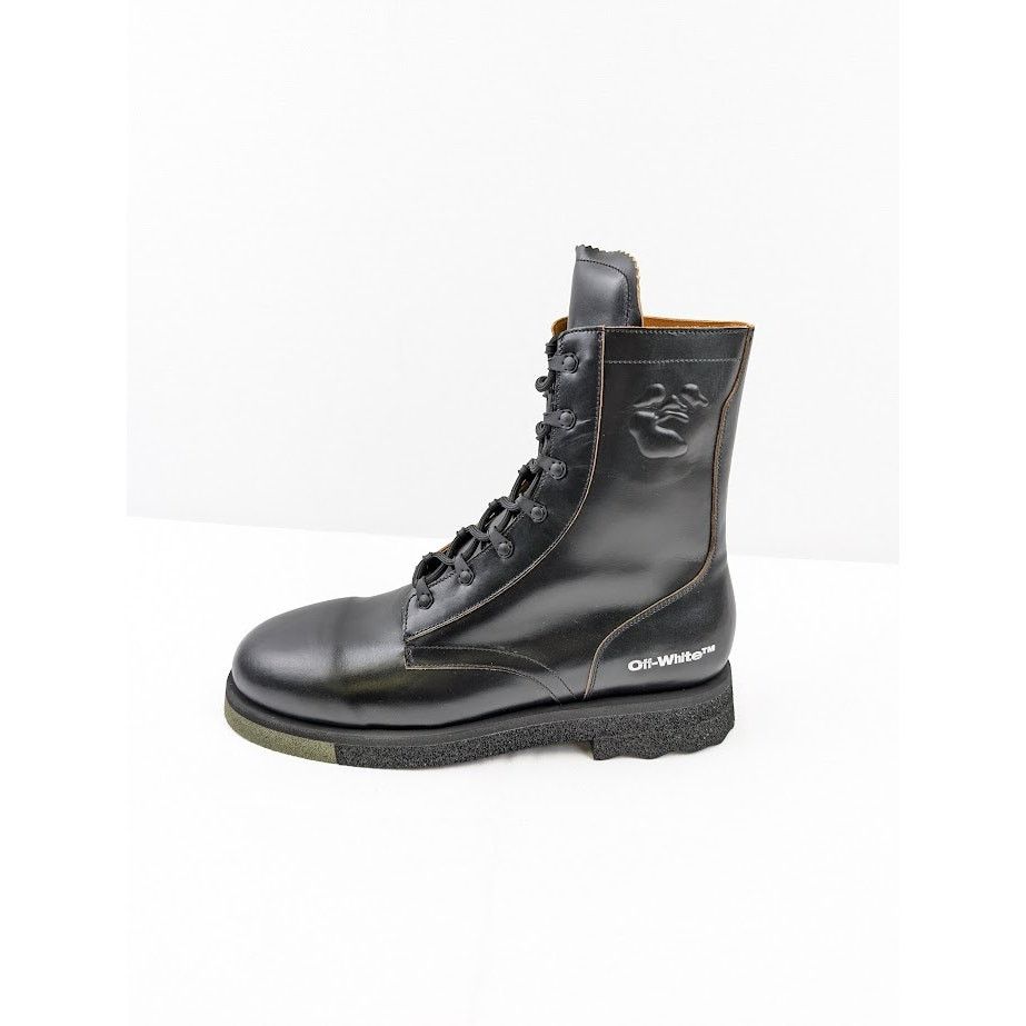 Off-White o1rshd1 Leather Sponge Combact Boots in Black Size US 12 / EU 45 - 4 Thumbnail