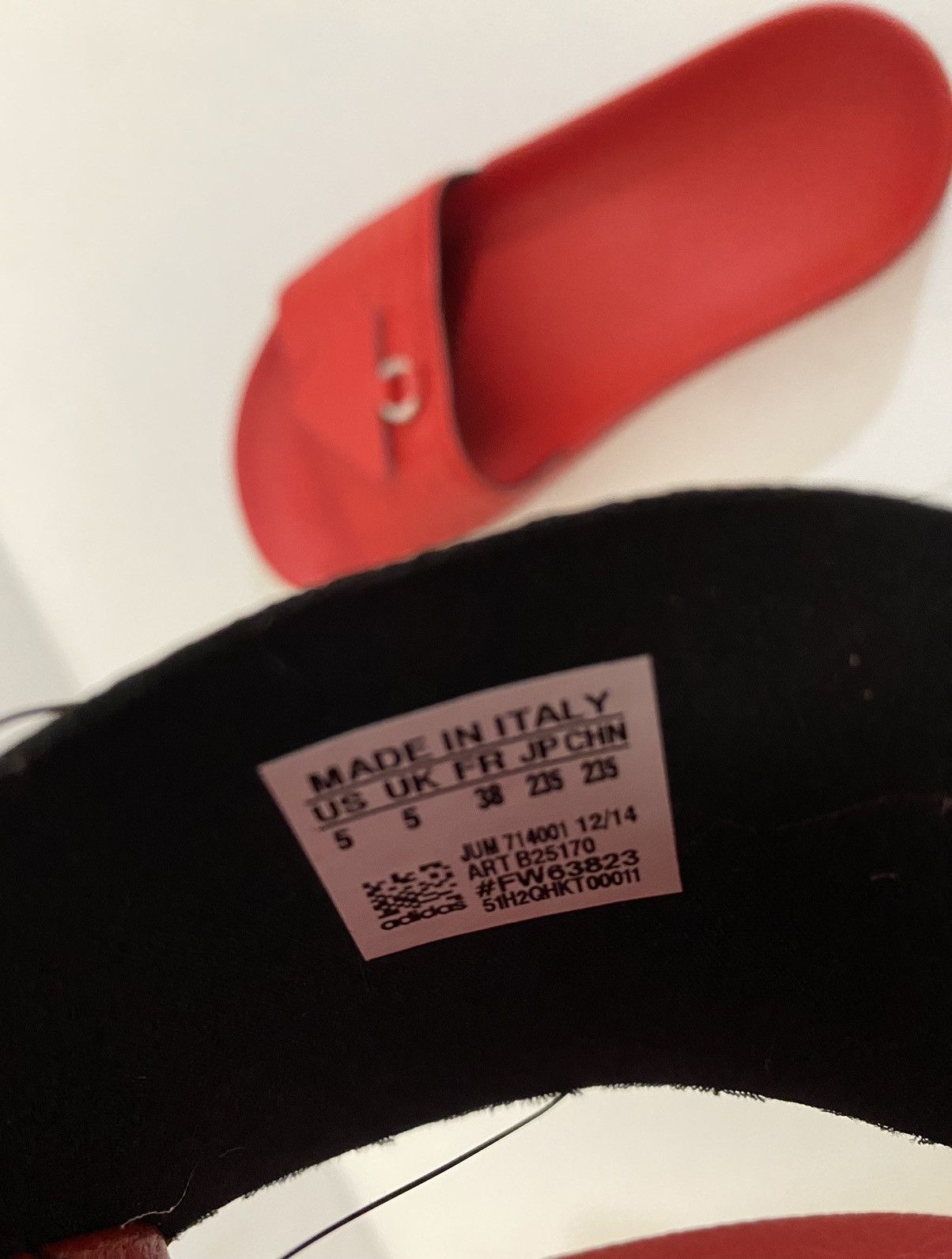 Adidas × Raf Simons Raf Simons 🇮🇹 x Pendant Adilette Core Red Leather 7 W 5 M New Size US 7 / IT 37 - 3 Thumbnail