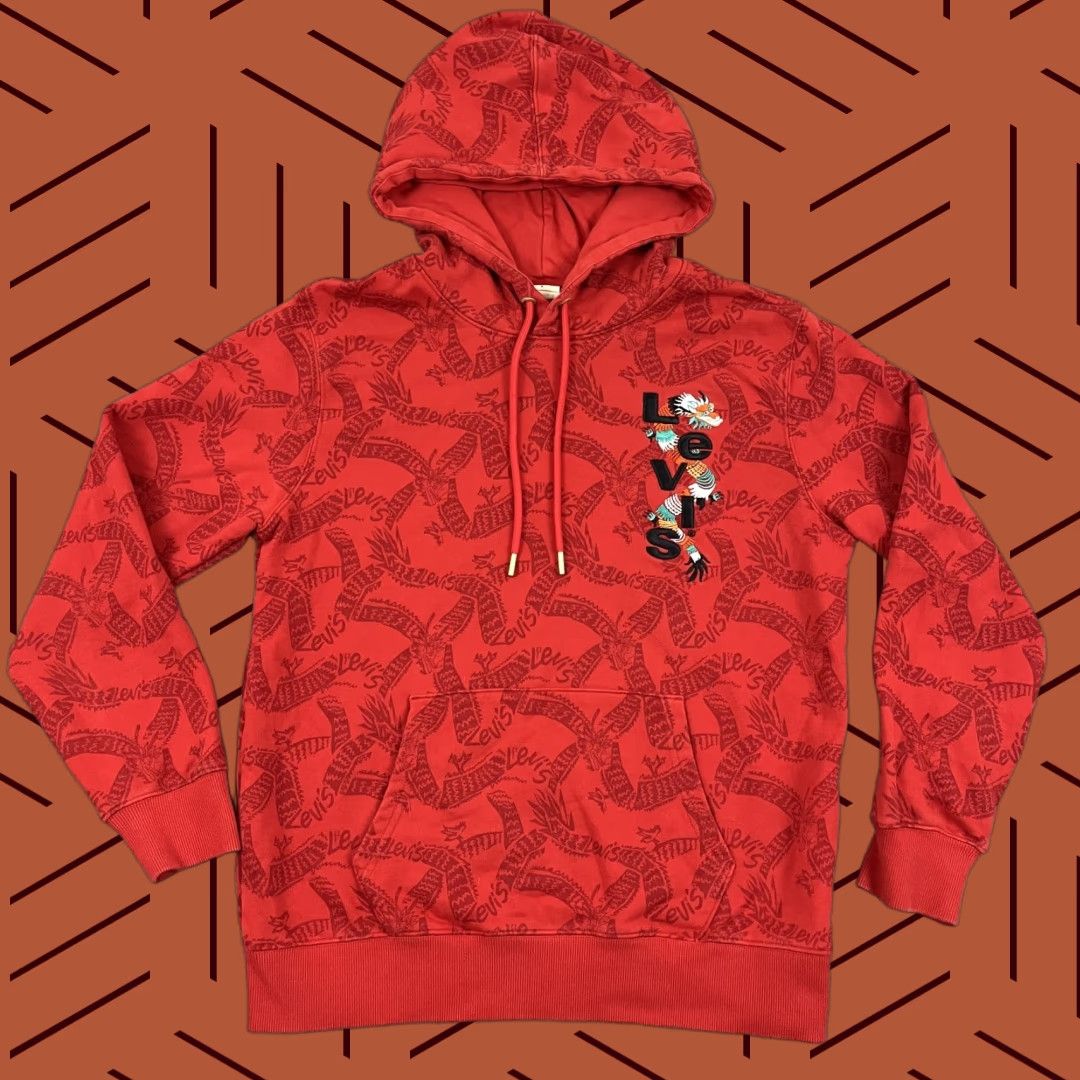 Levi's VINTAGE Levi's Hoodie Shirt Mens Medium Red Dragon Embroidered AOP Lunar 90s Style Men's Hoodie Size US M / EU 48-50 / 2 - 1 Thumbnail