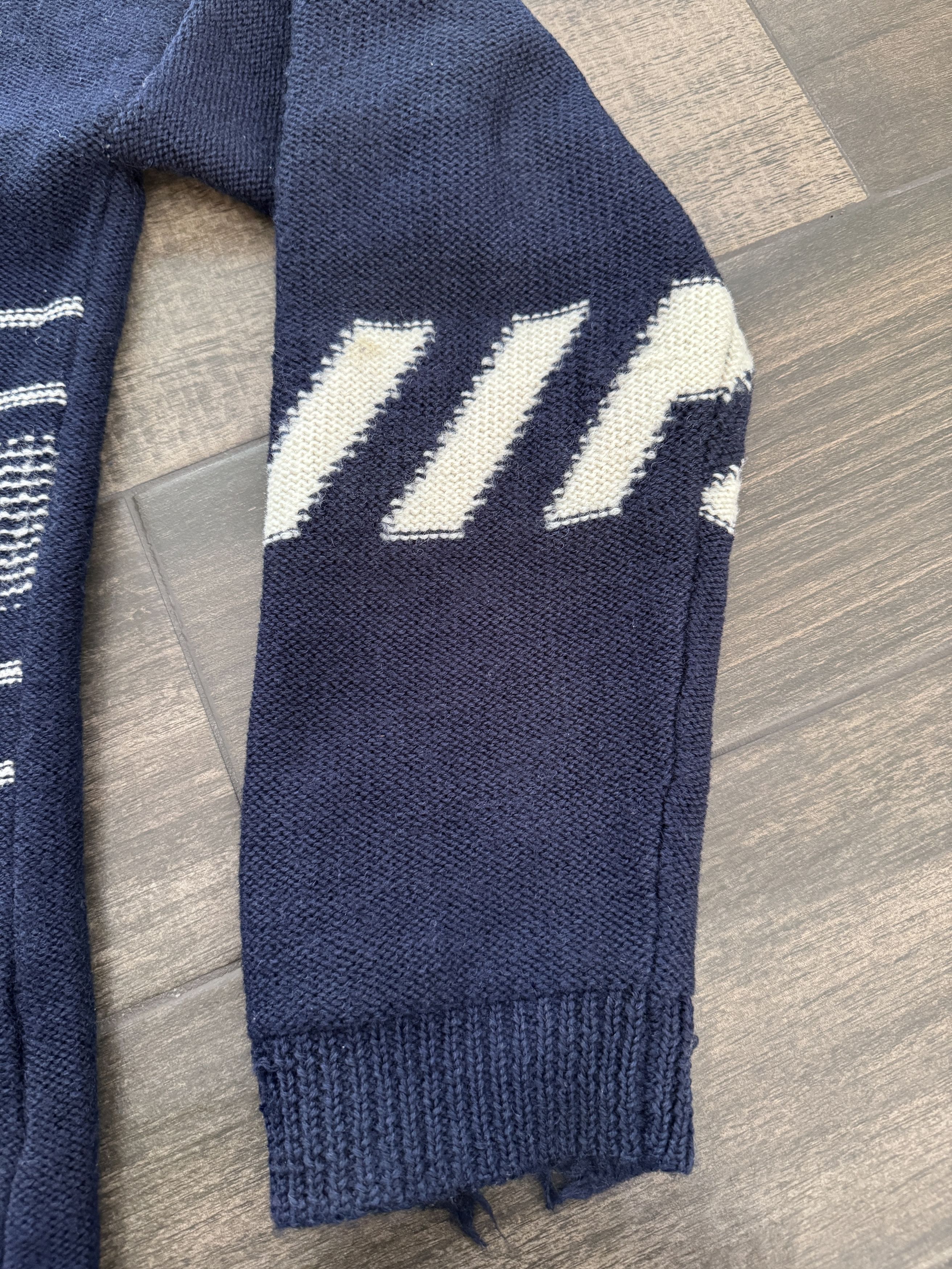 Off-White Off-White Distressed Intarsia Logo Wool Sweater Size US M / EU 48-50 / 2 - 7 Thumbnail
