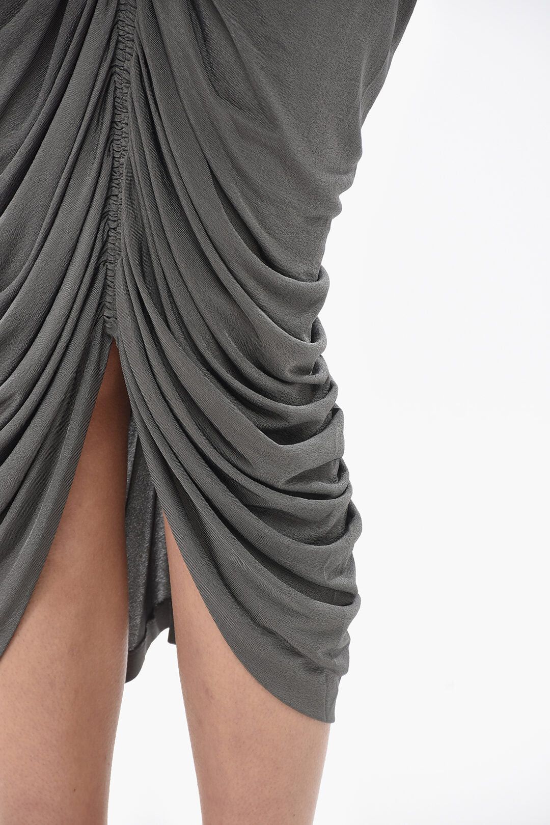 Givenchy og1mm0326 Draped Stretch Viscose Midi Skirt in Grey Size 32" / US 10 / IT 46 - 3 Thumbnail