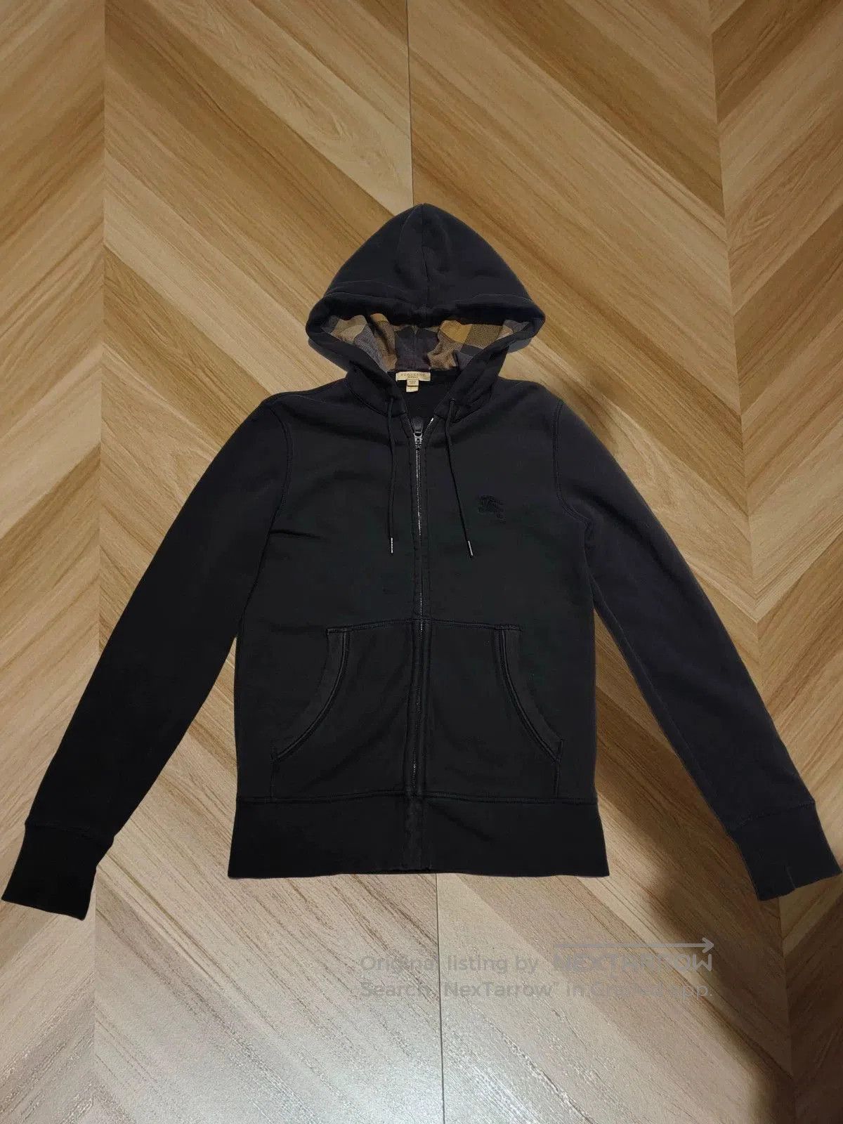 burberry black hooded zip-up jacket.