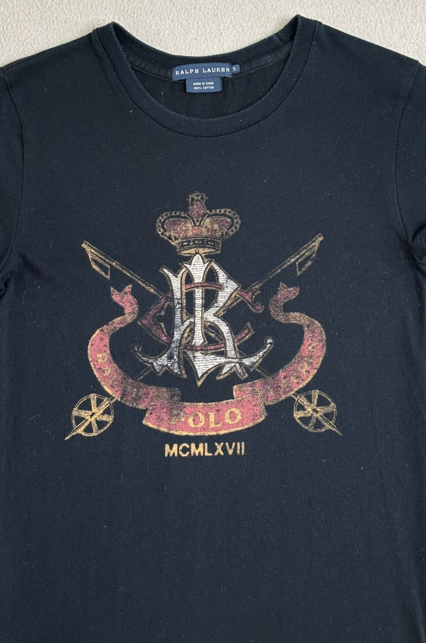 Ralph Lauren × Vintage Ralph Lauren MCMLXVII Black T-shirt Small Size S / US 4 / IT 40 - 4 Thumbnail