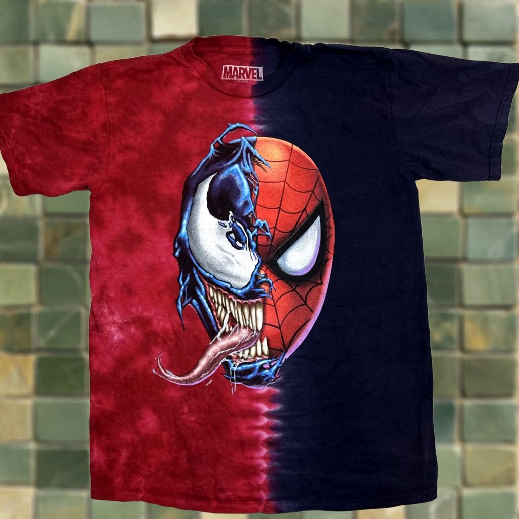 Vintage Marvel Spider-Man Venom Shirt Mens Medium Red Purple Tie Dye Universal Studio T-Shirt Graphic Print Regular Cotton Comics Size US M / EU 48-50 / 2 - 1 Thumbnail