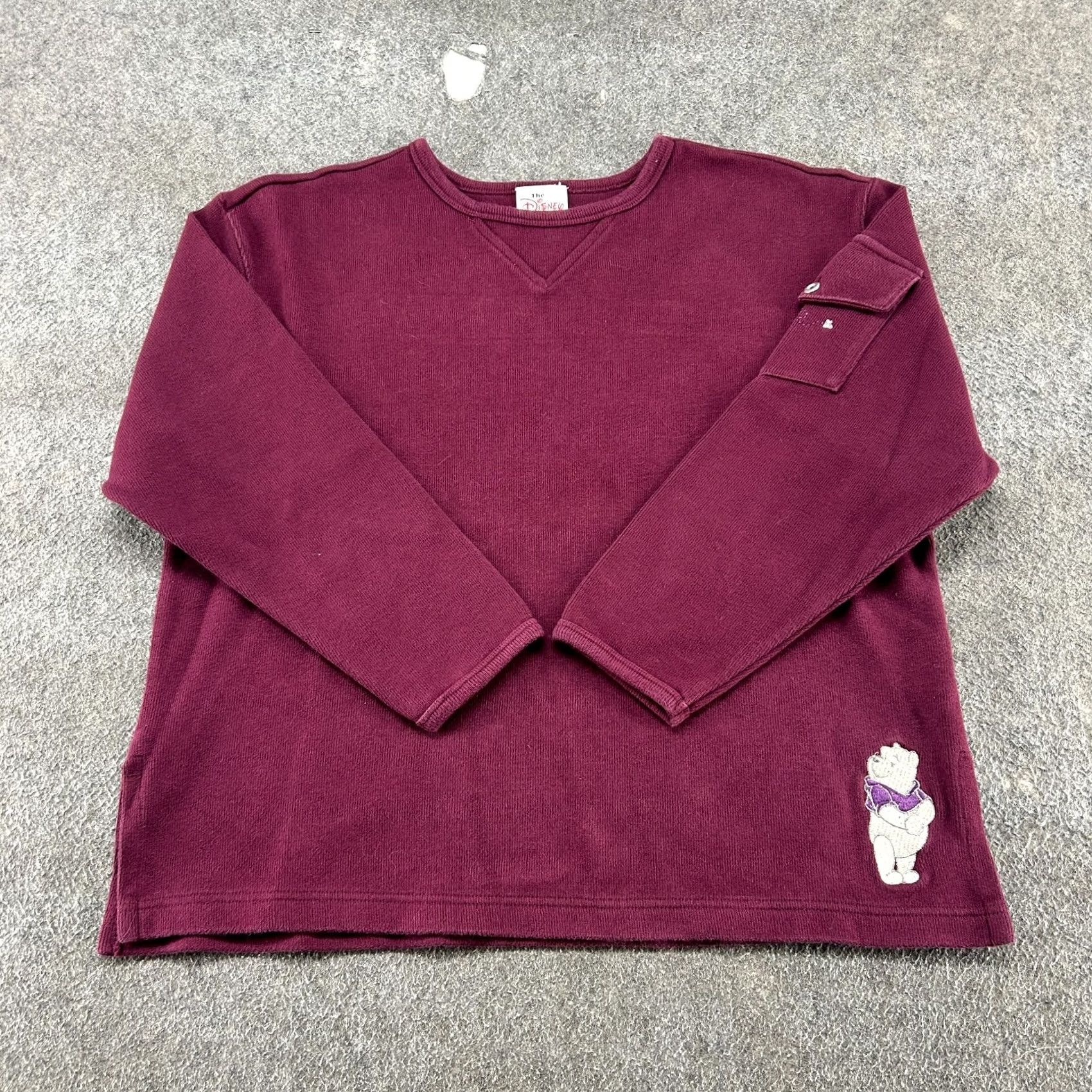 Disney VINTAGE Winnie The Pooh Sweatshirt Womens M Red Disney Crew Neck Pullover 90s Retro Bear Logo Sweatshirt Women M Red Size M / US 6-8 / IT 42-44 - 2 Thumbnail
