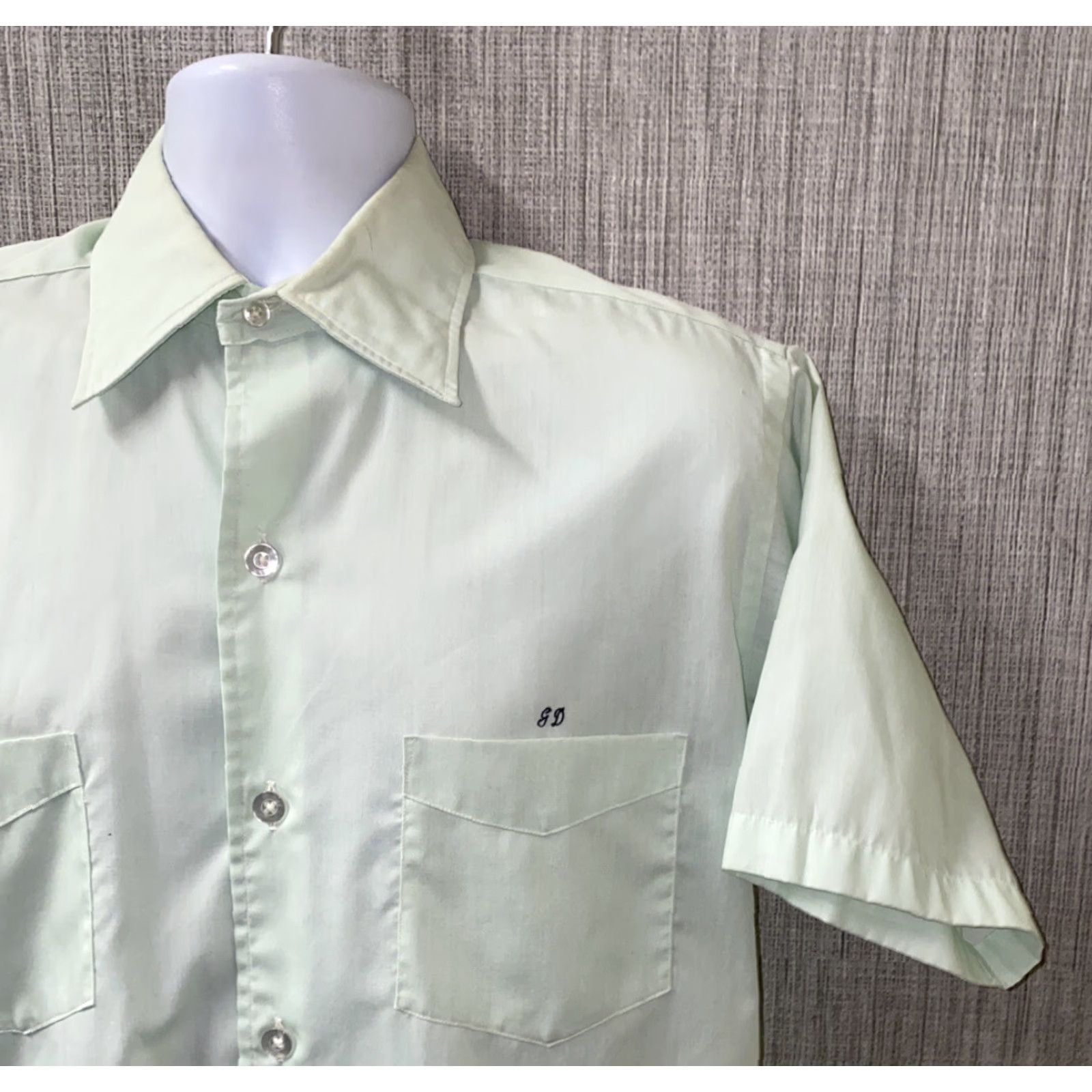 RHODE VINTAGE Rupert Rhodes Mens Button-Up Shirt Short Sleeve Green 22.5 In Armpit M Regular Mens Size US M / EU 48-50 / 2 - 2 Thumbnail