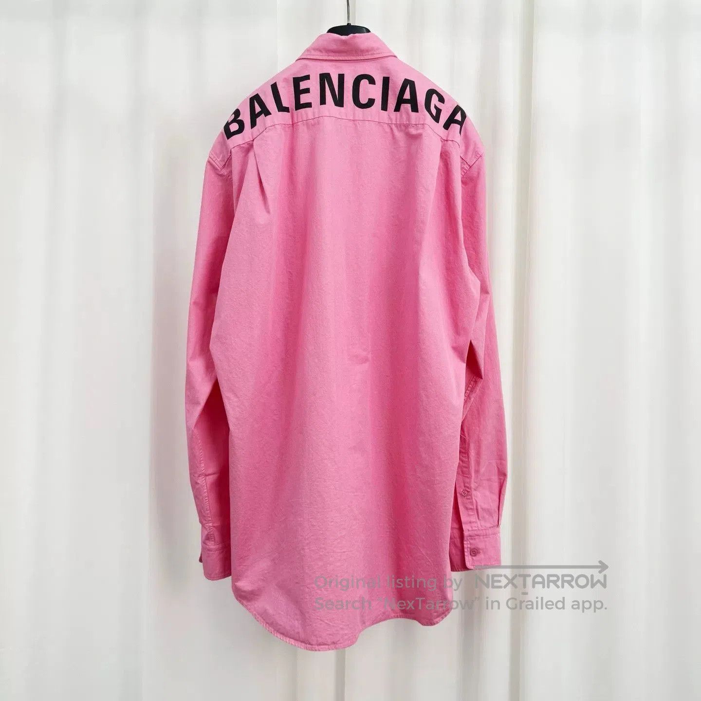 Balenciaga pink balenciaga shirt with printed logo. Size S / US 4 / IT 40 - 2 Thumbnail
