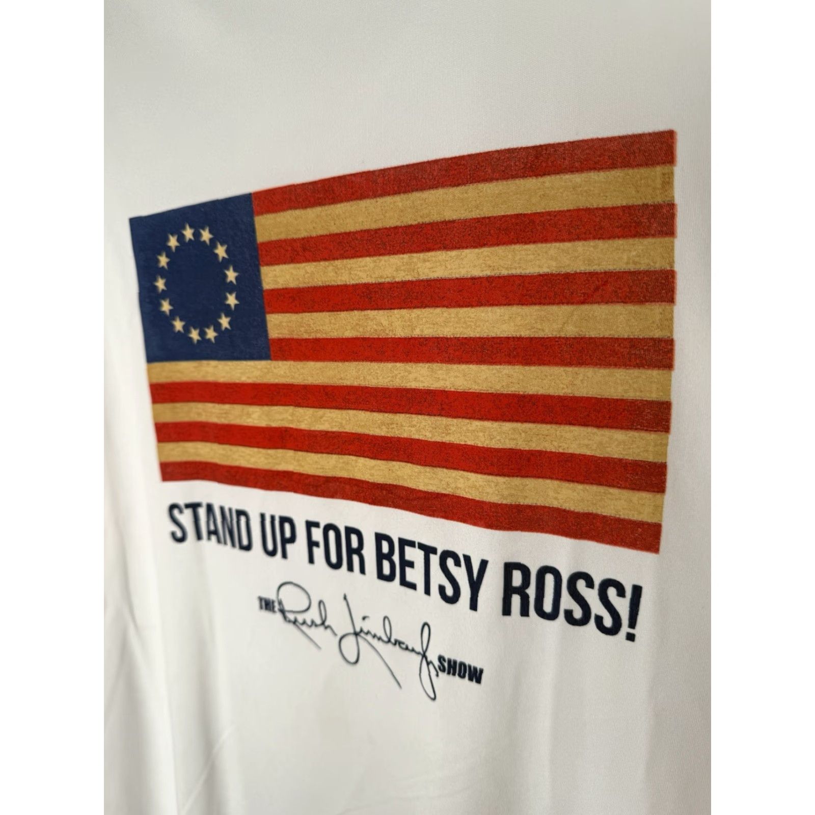 Vintage Rush Limbaugh T-Shirt Men XL White USA Flag Crew Neck Short Sleeve Size US XL / EU 56 / 4 - 2 Thumbnail