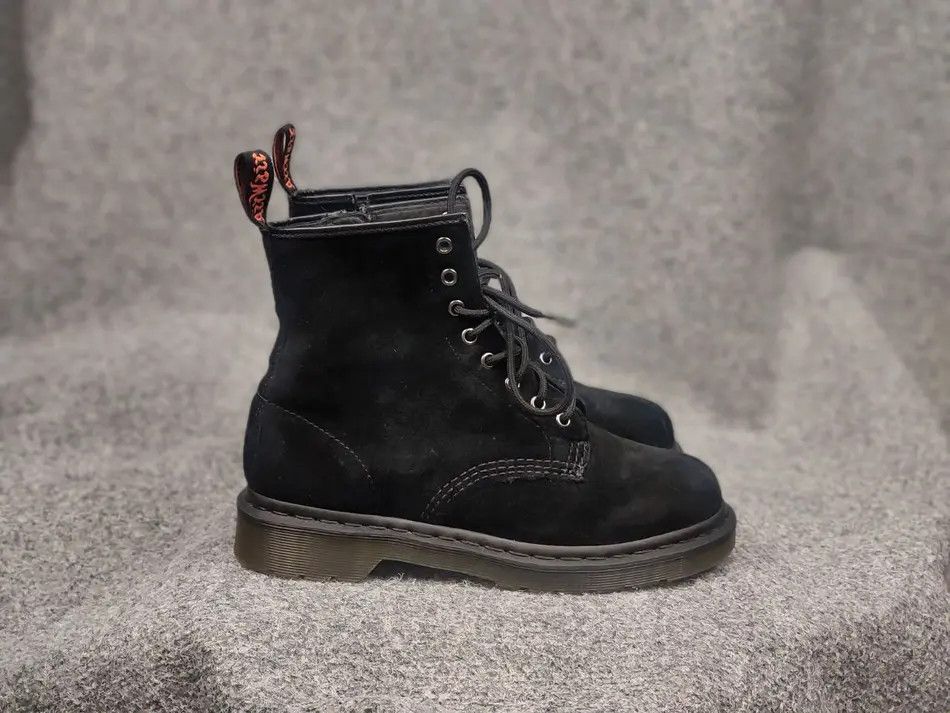 Martens 1460 Boots Suede Leather Lace up Zip Vintage