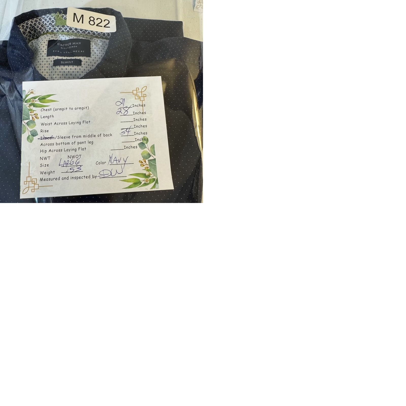 Vintage Cactus Man Slim Shirt L Navy Polka Dot Button-Up Men’s Size US L / EU 52-54 / 3 - 10 Thumbnail