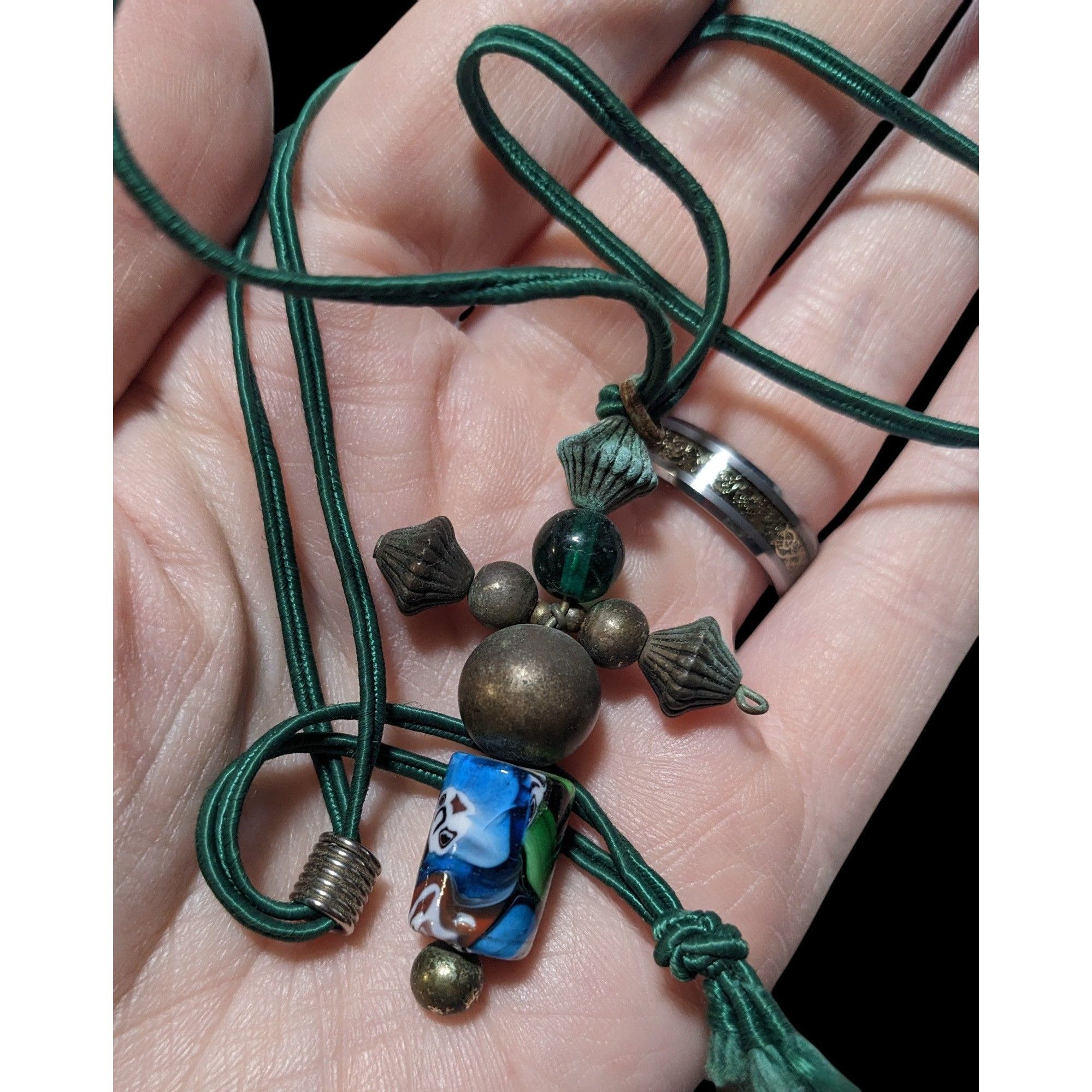 Other Vintage Brass And Glass Beaded Cross Necklace Size ONE SIZE - 5 Thumbnail