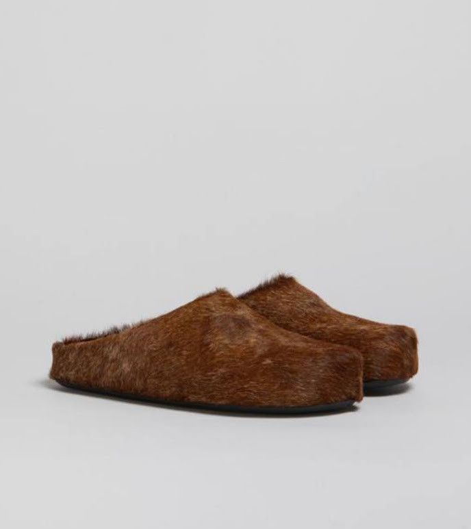 Marni o1w1db10326 Fussbett Calf-Hair Slippers in Brown Size US 12 / EU 45 - 2 Thumbnail