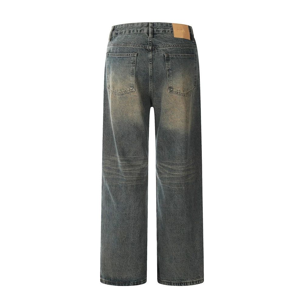 Vintage Men's retro simple loose casual distressed washed jeans Size US 32 / EU 48 - 2 Thumbnail