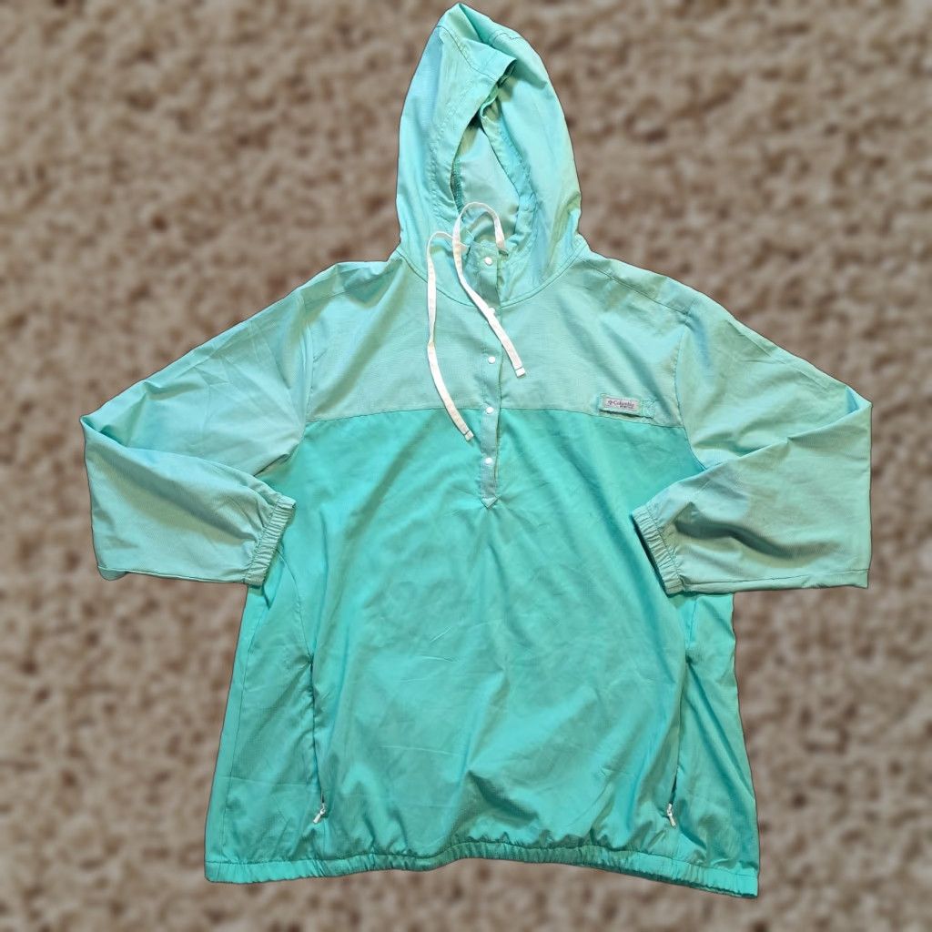 Vintage Columbia Jacket Womens 1X Green Lightweight Hoodie Pockets Outdoor Windbreaker Coat Shirt? Size XL / US 12-14 / IT 48-50 - 1 Thumbnail