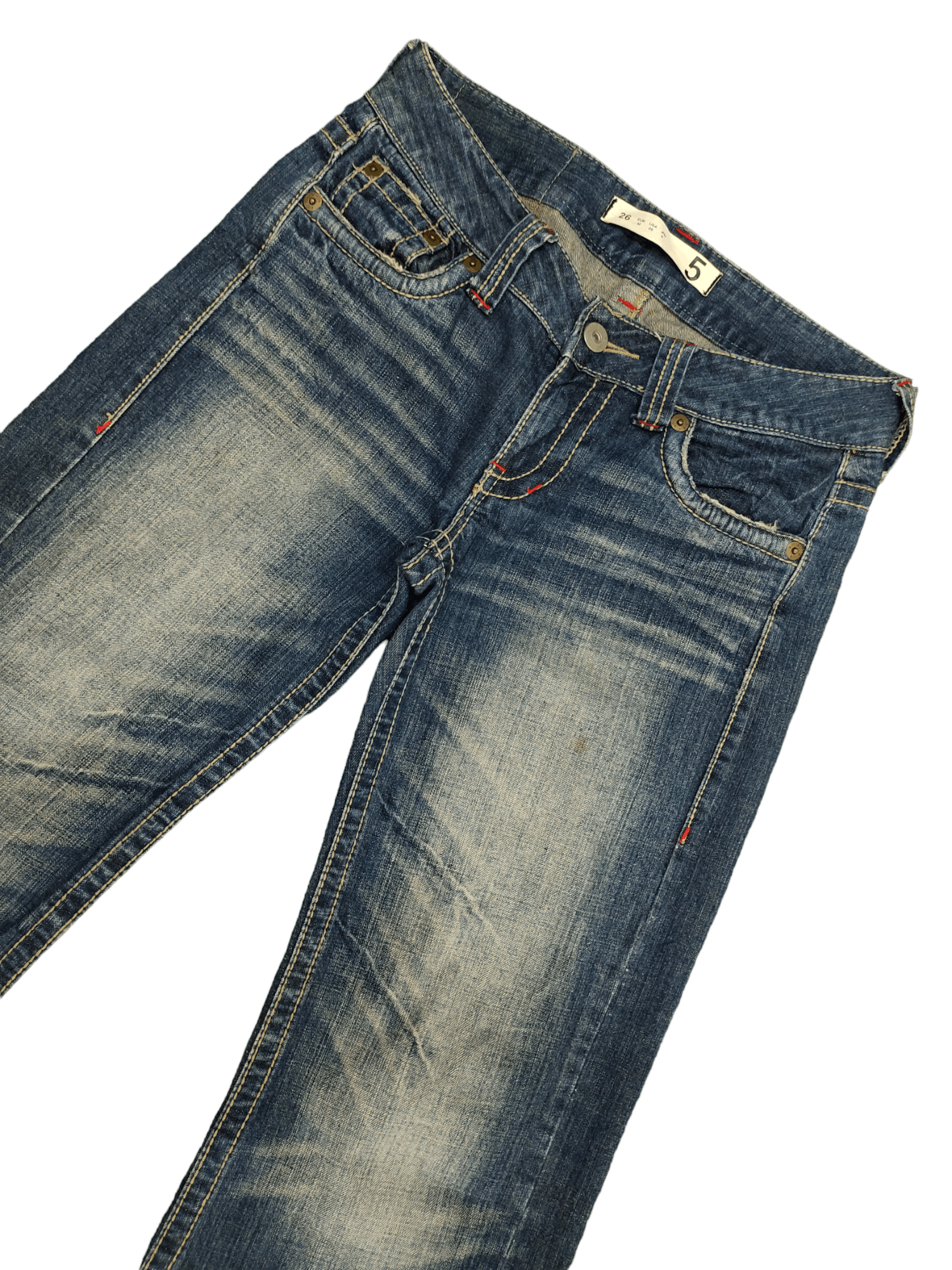 Le Grande Bleu (L.G.B.) Flare Jeans 5 Japan Distress Faded Low Rise Boot Cut Y2k Goa Size US 28 / EU 44 - 4 Thumbnail