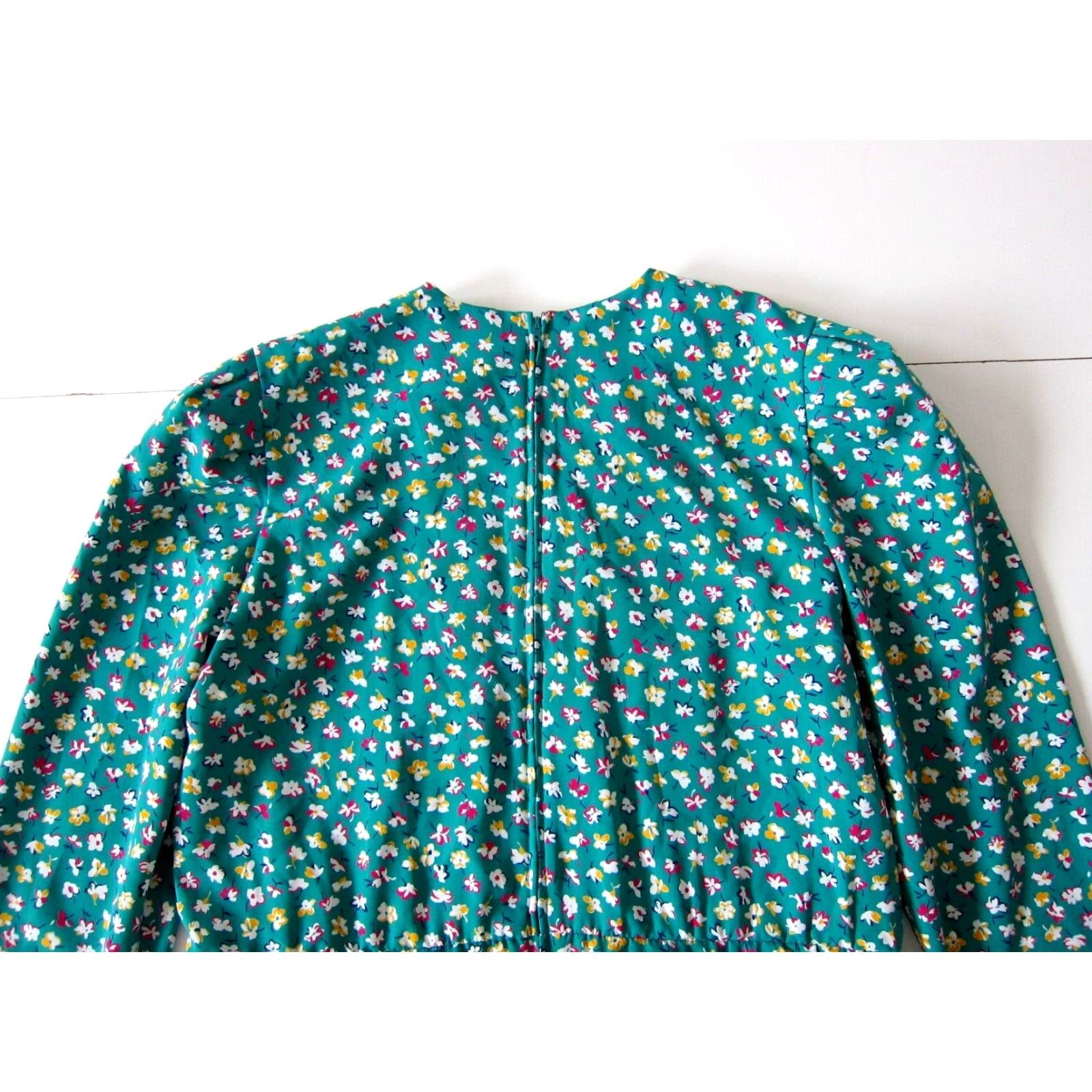 Vintage VINTAGE MS Chaus Dress Green Pink Floral Pocket Empire Waist Long Sleeve 12 Size XL / US 12-14 / IT 48-50 - 5 Thumbnail