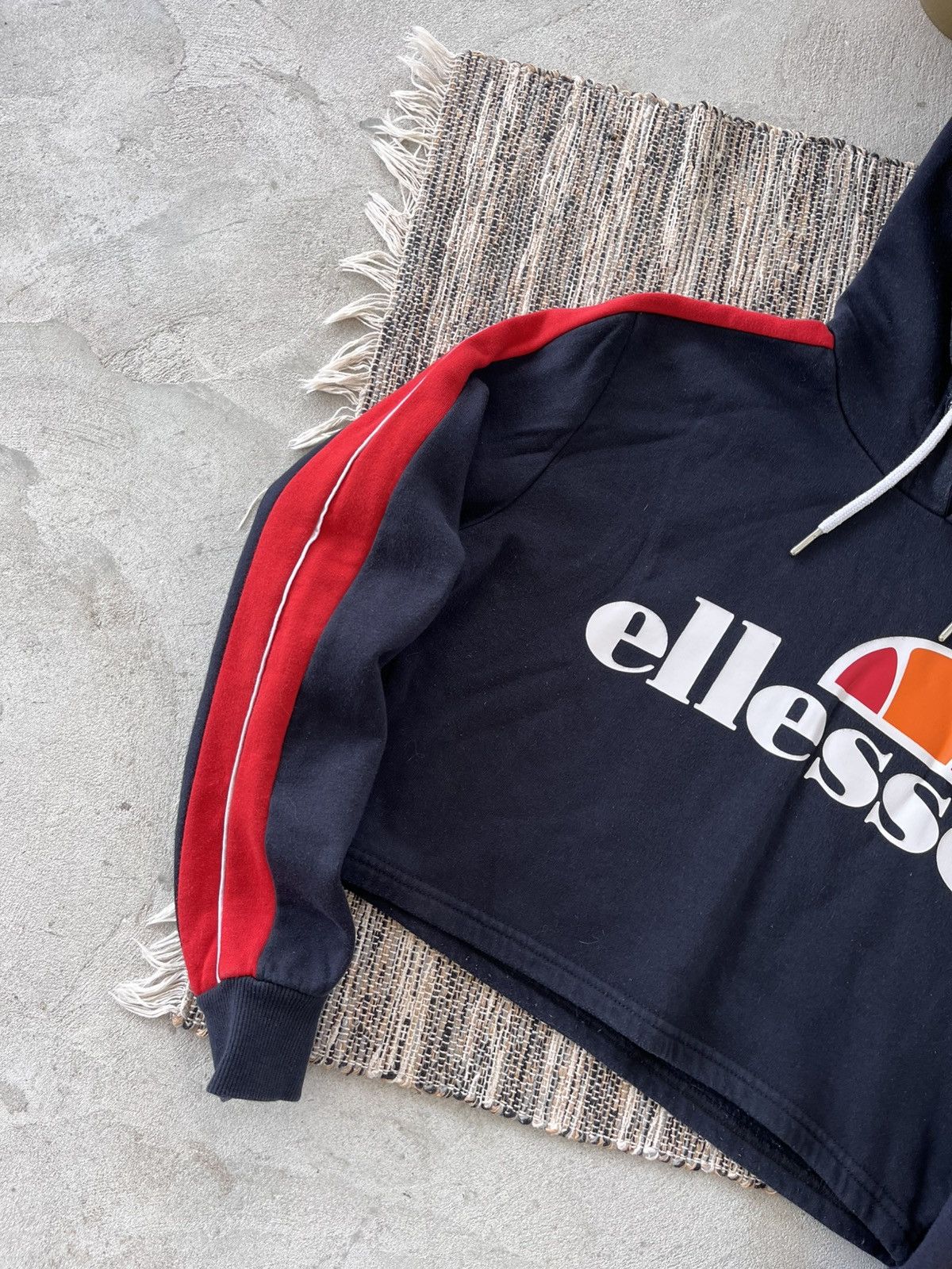 Ellesse × Vintage Vintage Ellesse Crop Top Hoodie Navy Red Center Logo Y2K Size S / US 4 / IT 40 - 2 Thumbnail