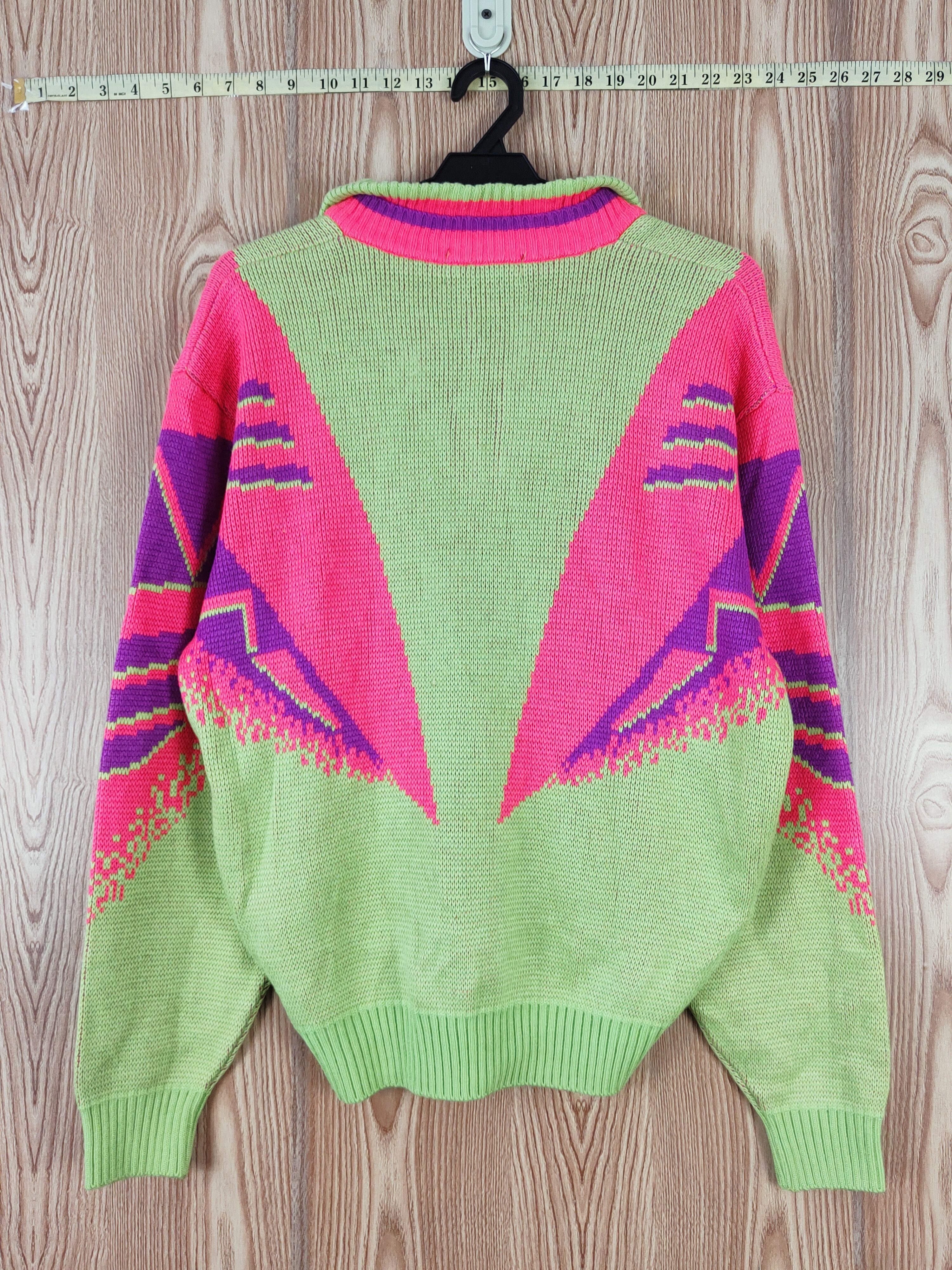 Vintage Fablice Green Pink art vintage Knitwear Sweatshirts #W818 Size US L / EU 52-54 / 3 - 8 Thumbnail
