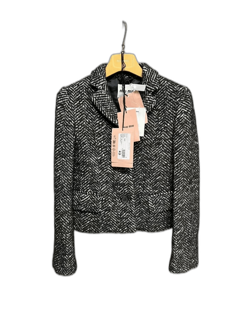 Miu Miu Miu Miu Black and White Wool Blazer Size S / US 4 / IT 40 - 1 Thumbnail