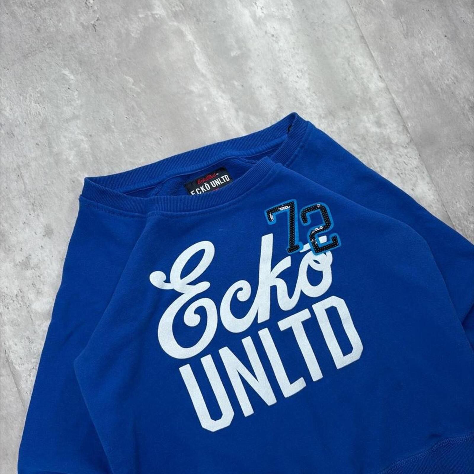 Ecko Unltd. Y2K Blue Ecko Unltd Grunge Skater Crewneck Sweater Size L / US 10 / IT 46 - 5 Thumbnail