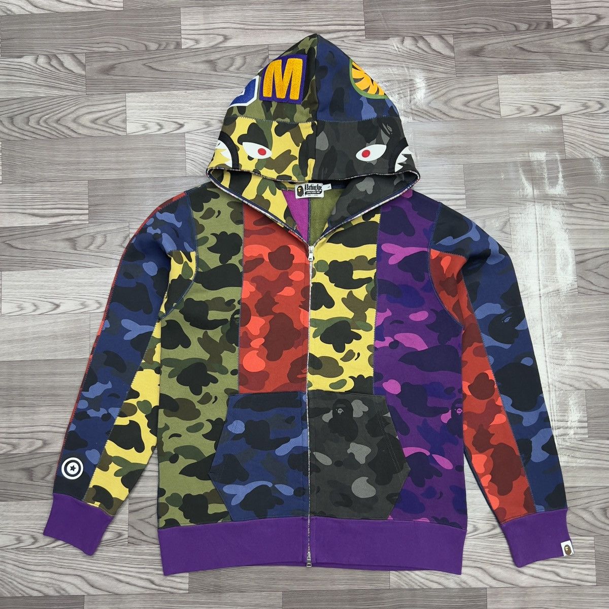 Bape Bape Multicolor Mix Crazy Camo Shark Full Zip Hoodie Size US L / EU 52-54 / 3 - 1 Thumbnail