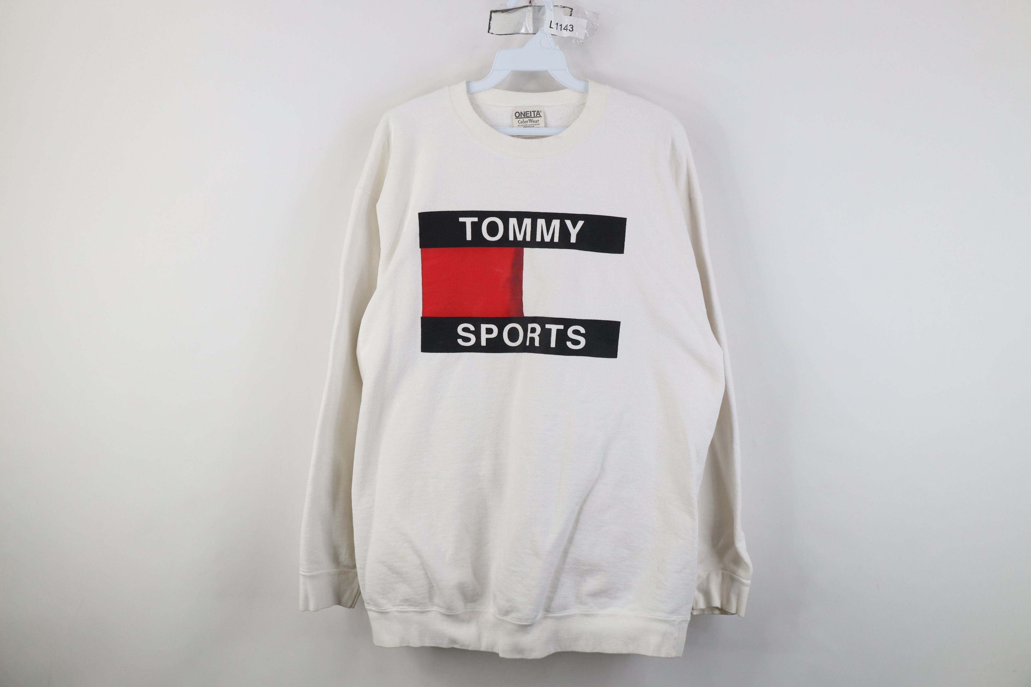 Vintage Vintage 90s Streetwear Tommy Sports Sweatshirt White USA Size US M / EU 48-50 / 2 - 1 Thumbnail